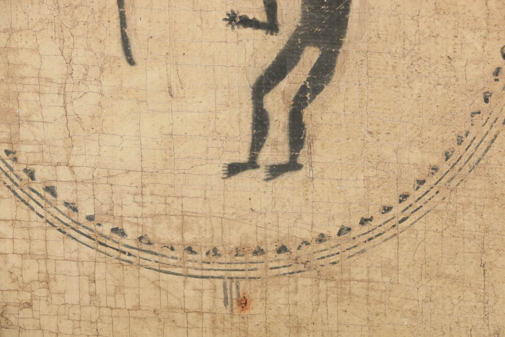 Jacques Lamy Fresco Painting on Burlap of a Figural Emblem