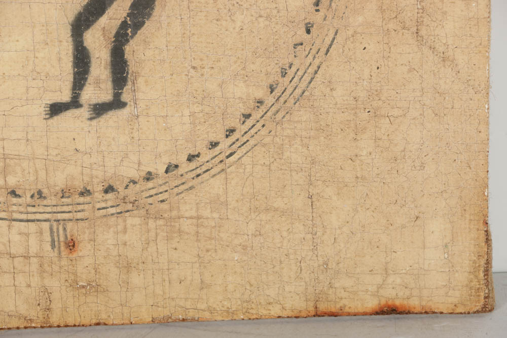 Jacques Lamy Fresco Painting on Burlap of a Figural Emblem