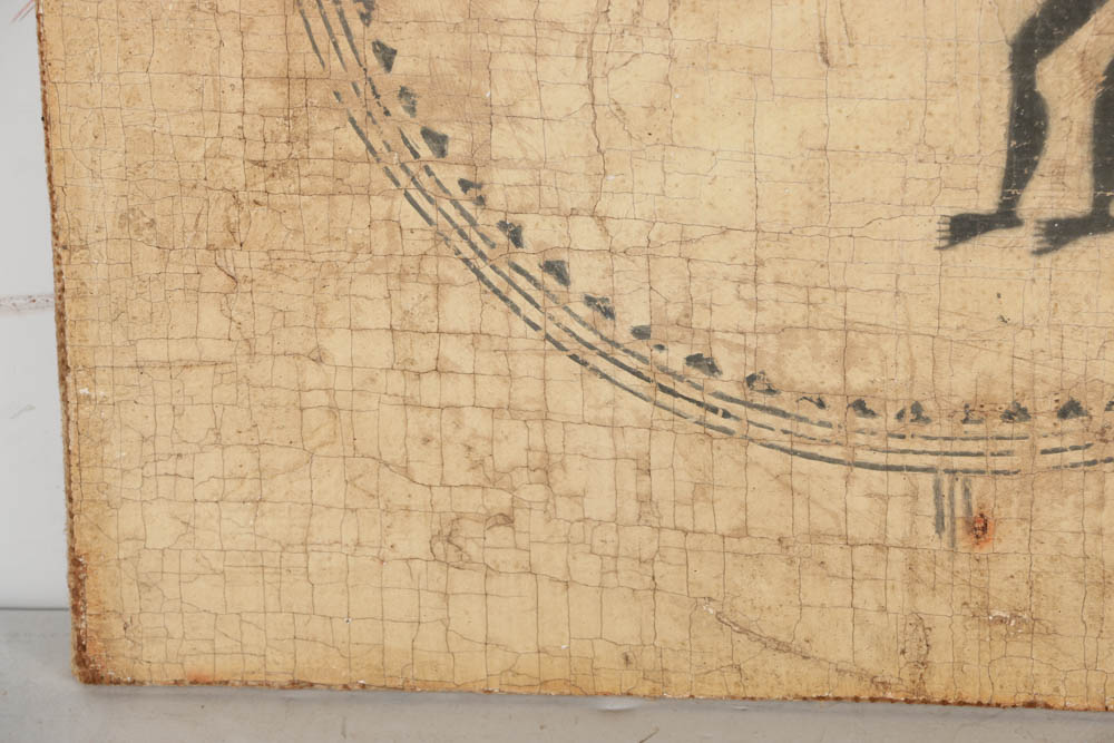 Jacques Lamy Fresco Painting on Burlap of a Figural Emblem