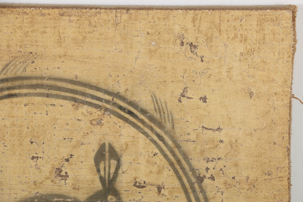 Jacques Lamy Fresco Painting on Burlap of a Rabbit Emblem