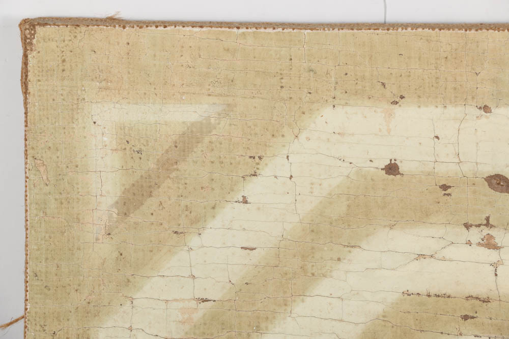 Jacques Lamy Fresco Painting on Burlap of a Geometric Design