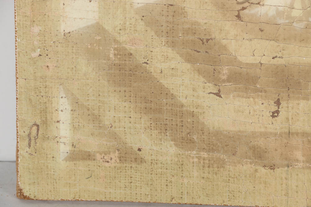 Jacques Lamy Fresco Painting on Burlap of a Geometric Design