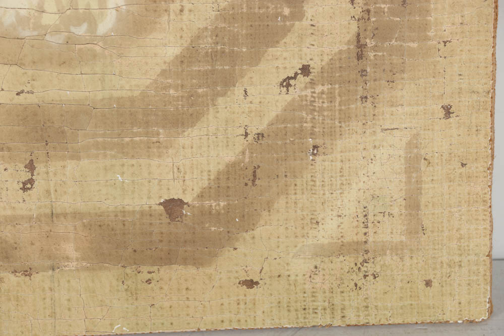 Jacques Lamy Fresco Painting on Burlap of a Geometric Design