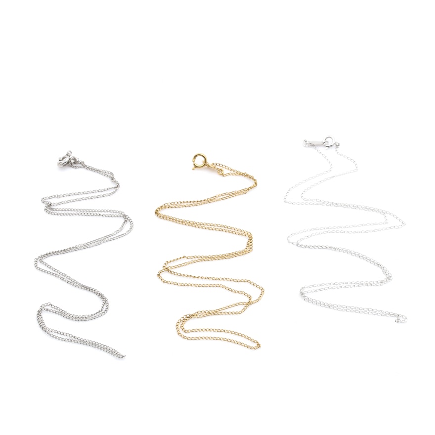 Assortment of 10K White and Yellow Gold Necklaces