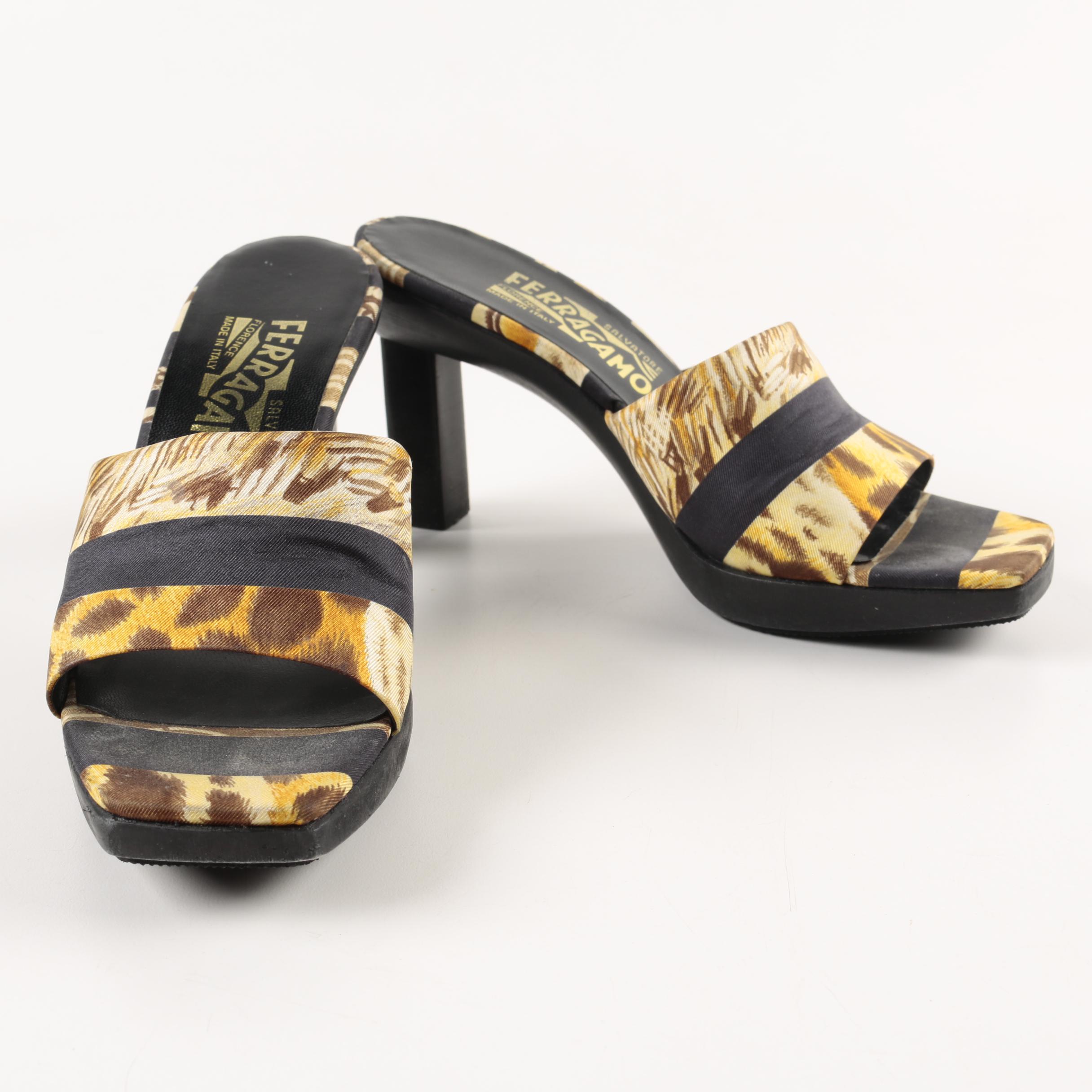 Women's Salvatore Ferragamo Wood Platform Slide Sandals