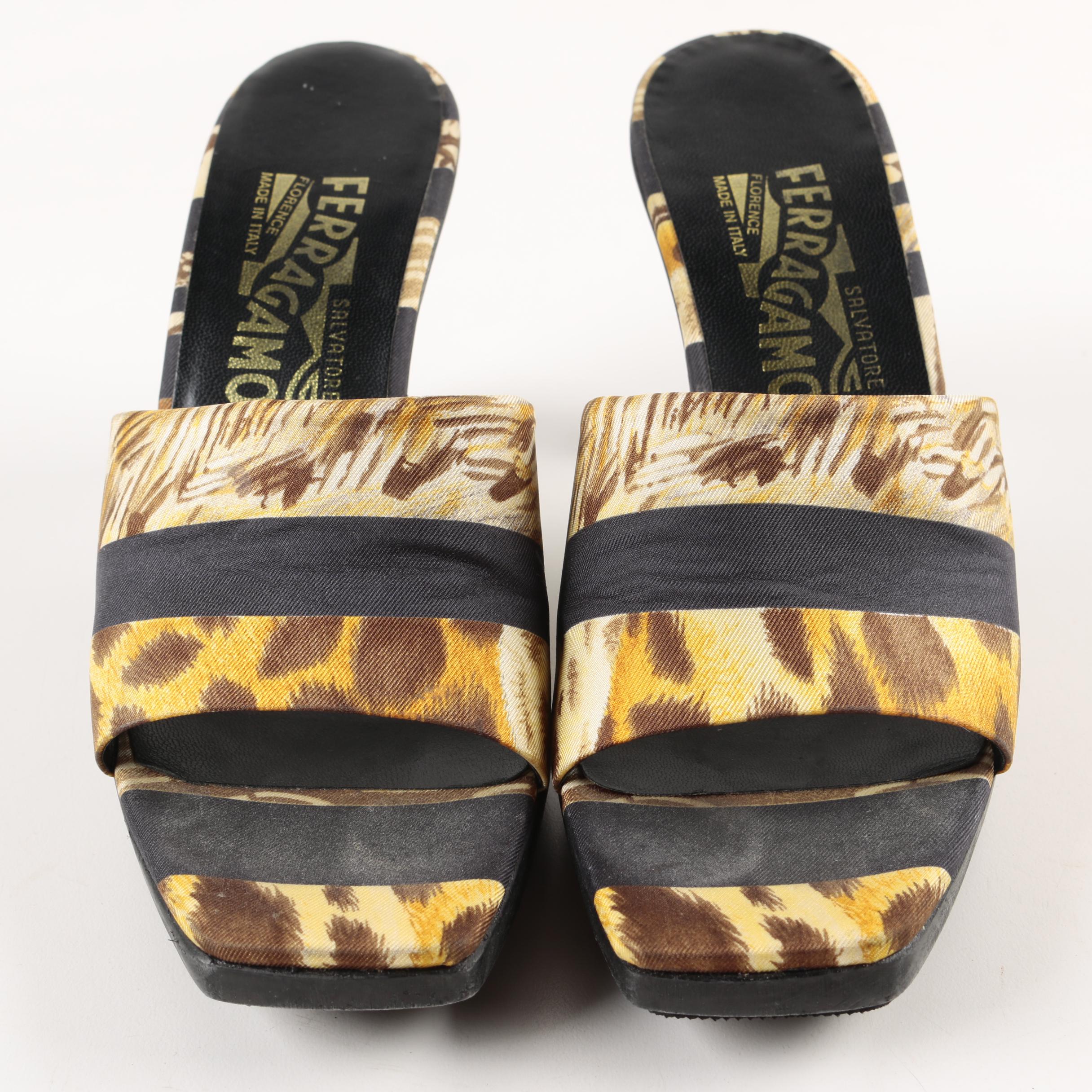 Women's Salvatore Ferragamo Wood Platform Slide Sandals