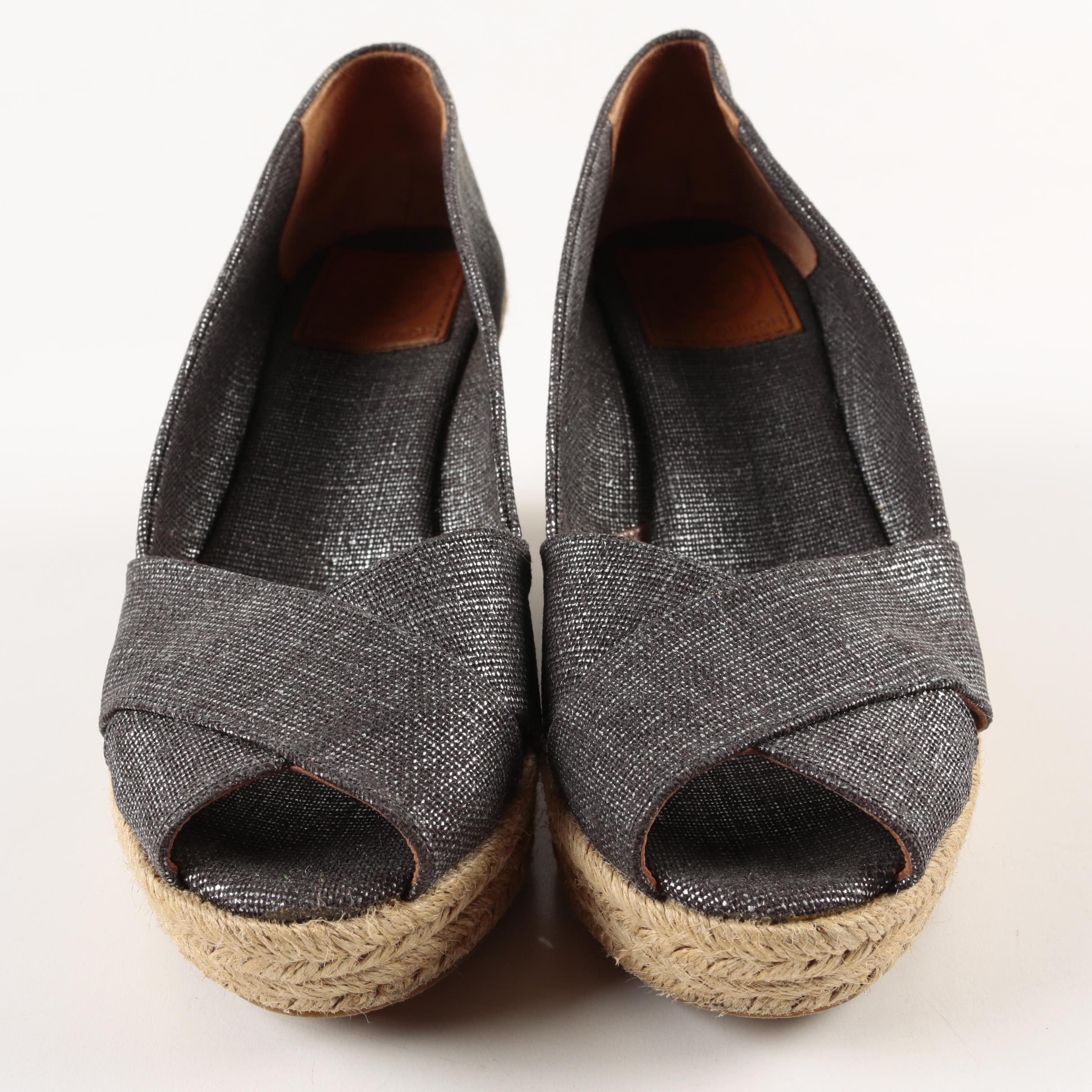 Tory Burch Peep-Toe Platform Wedge Heels