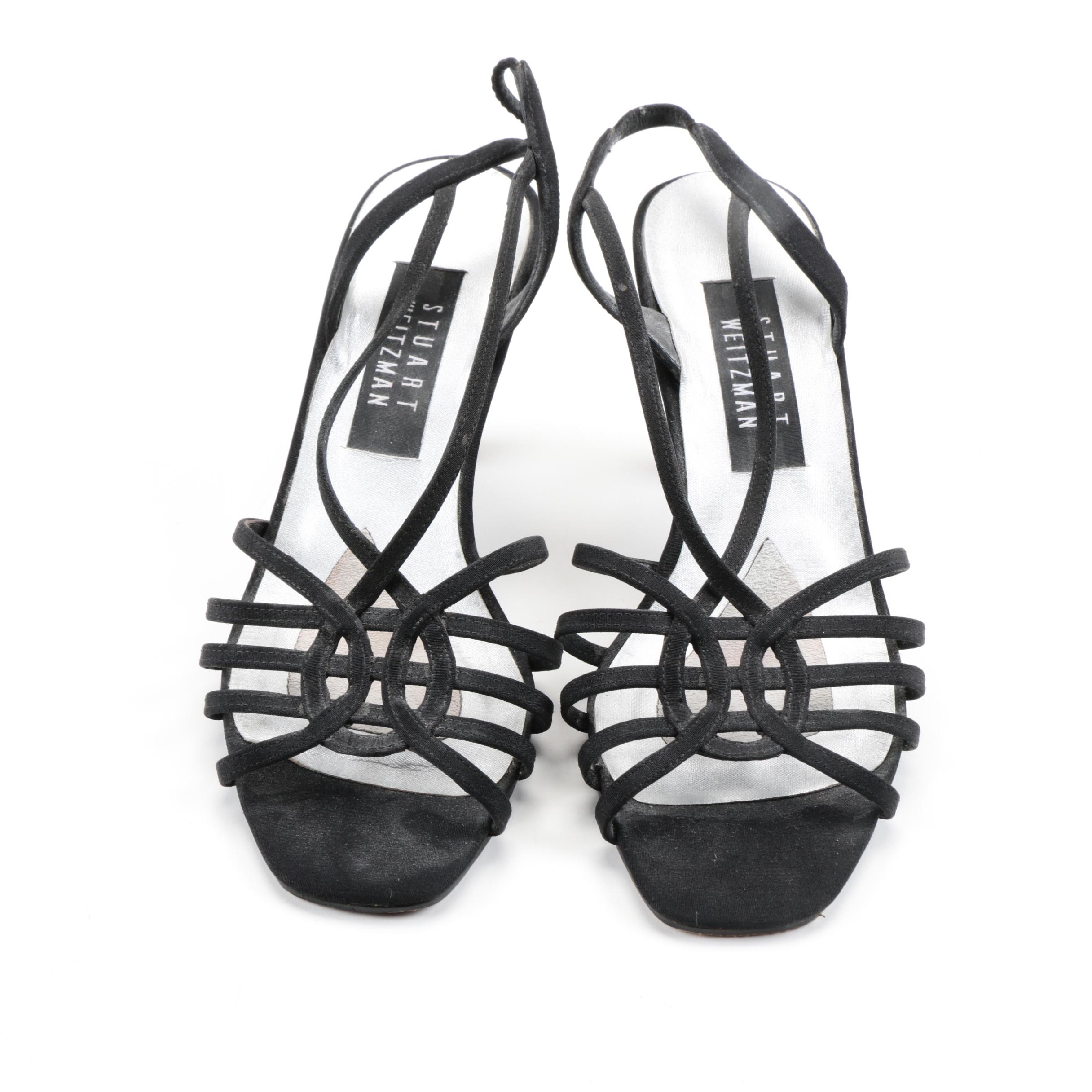 Stuart Weitzman Strappy Satin Slingbacks