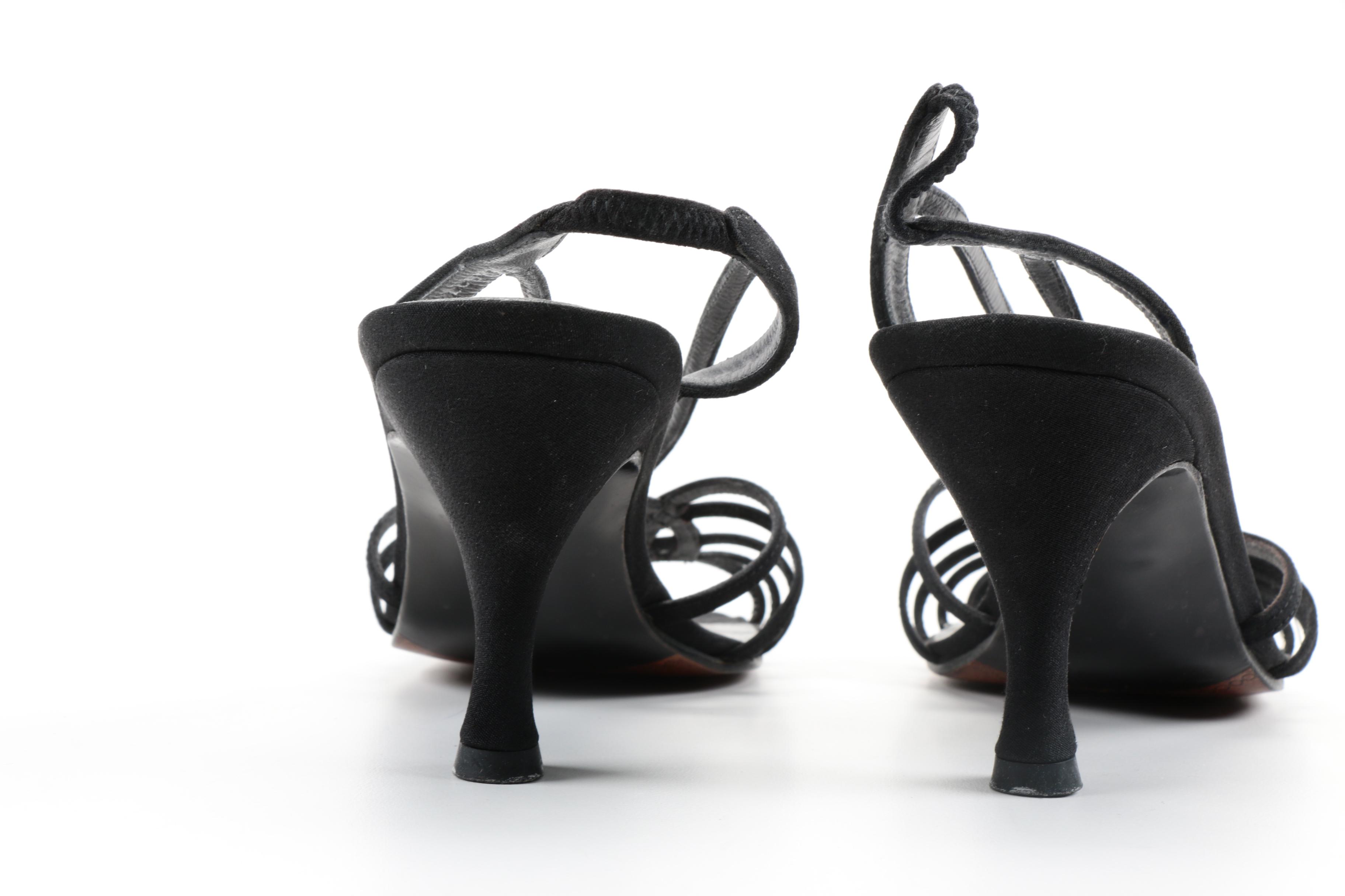 Stuart Weitzman Strappy Satin Slingbacks