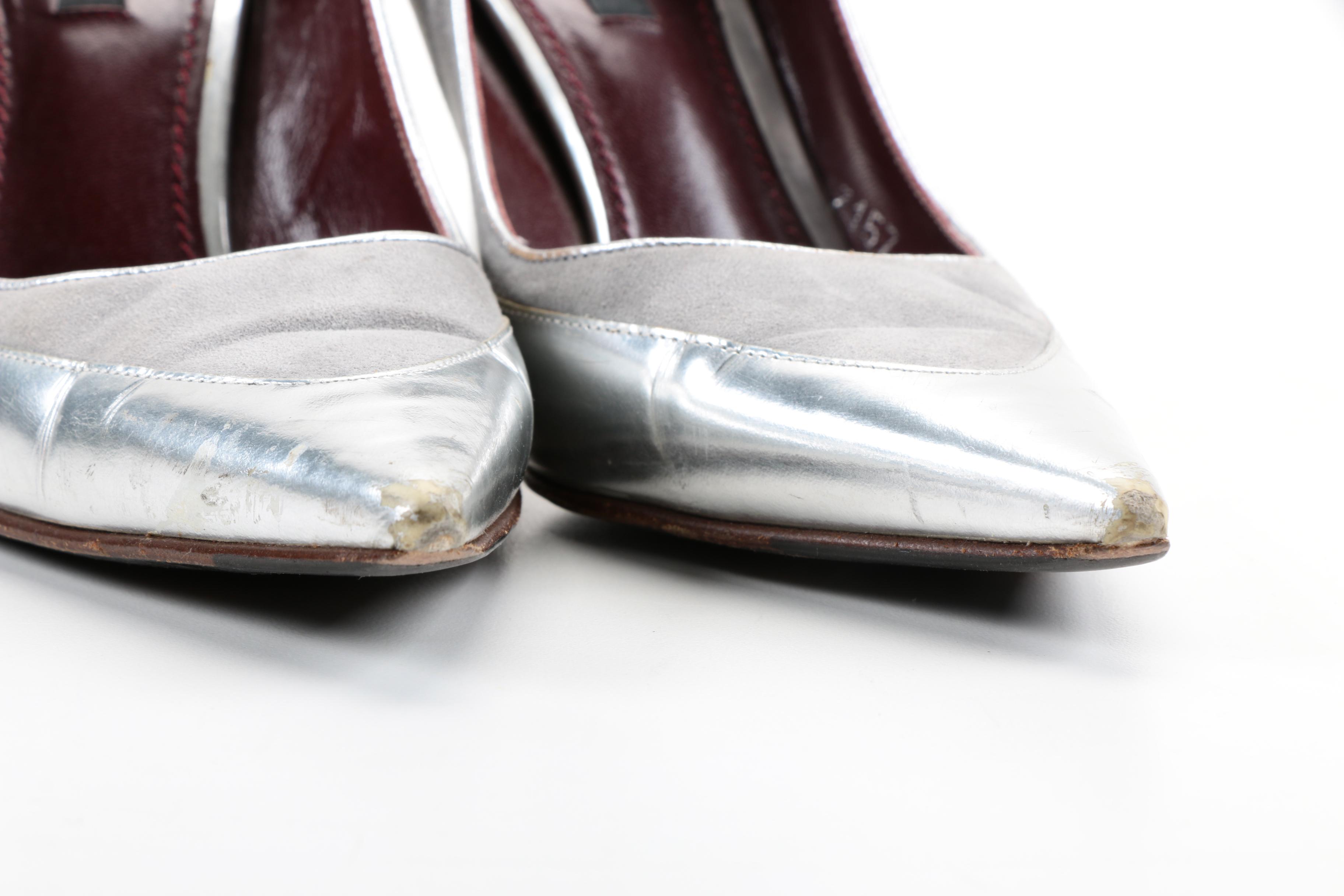 Dolce & Gabbana Suede and Metallic Leather Dress Heels