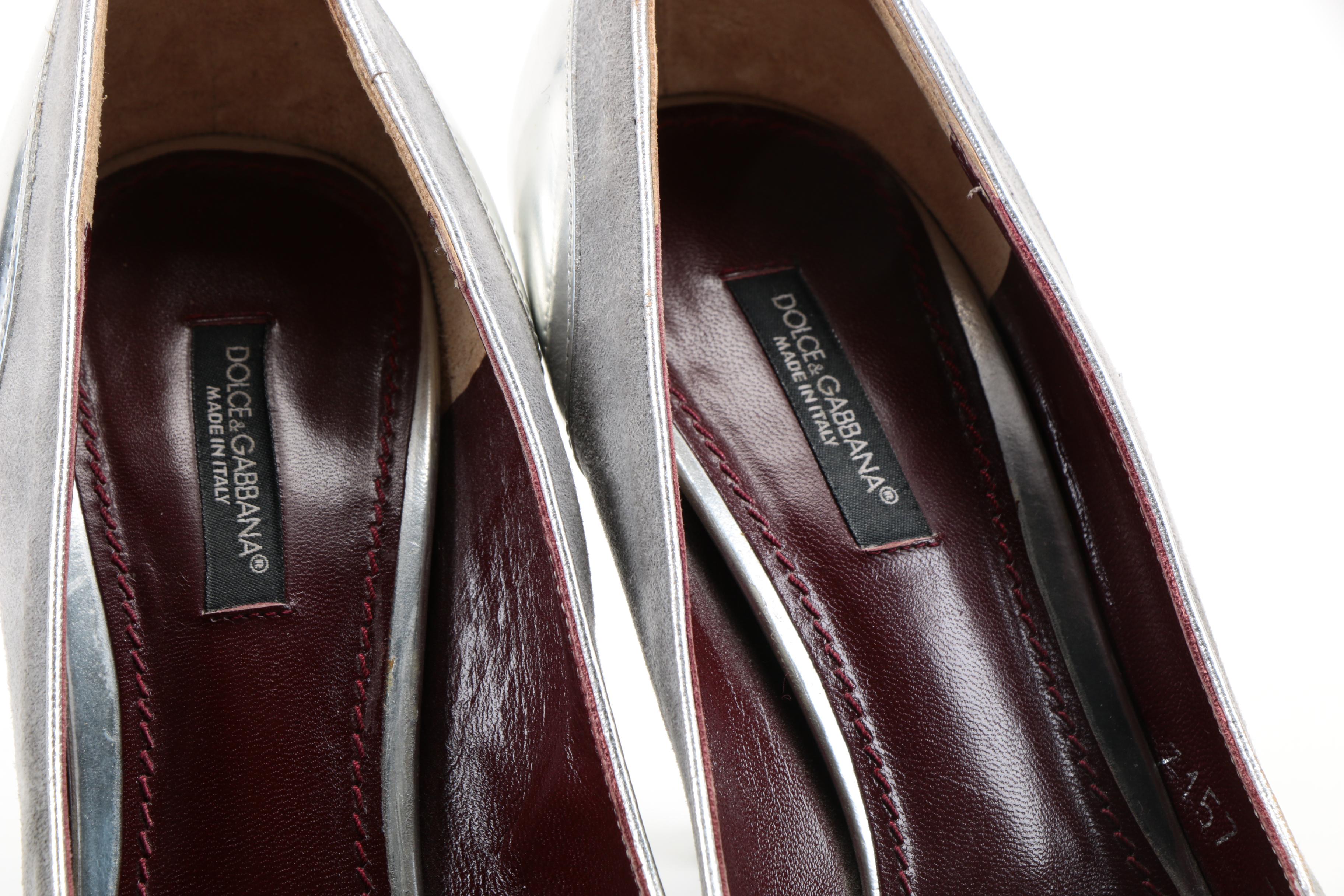 Dolce & Gabbana Suede and Metallic Leather Dress Heels