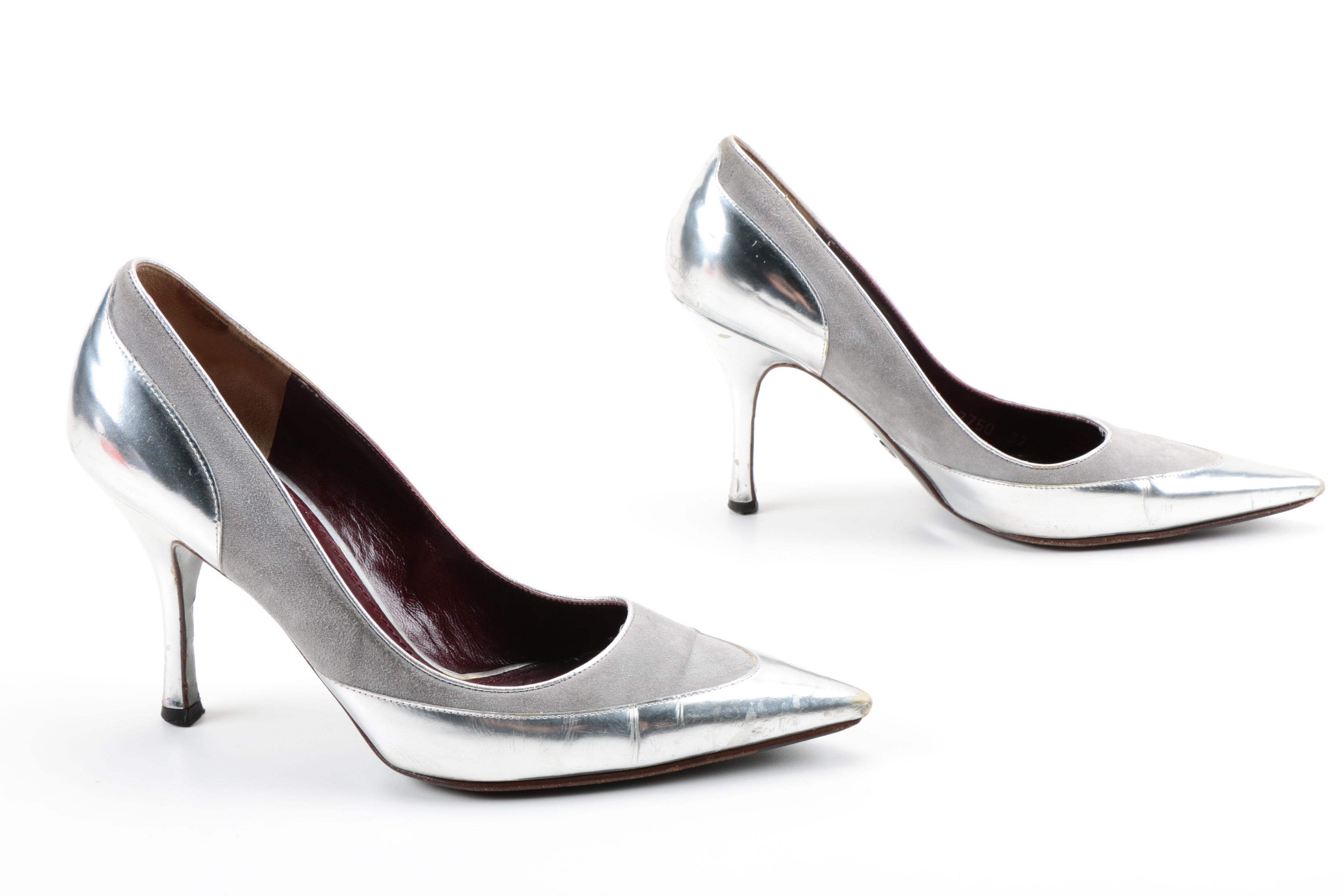 Dolce & Gabbana Suede and Metallic Leather Dress Heels