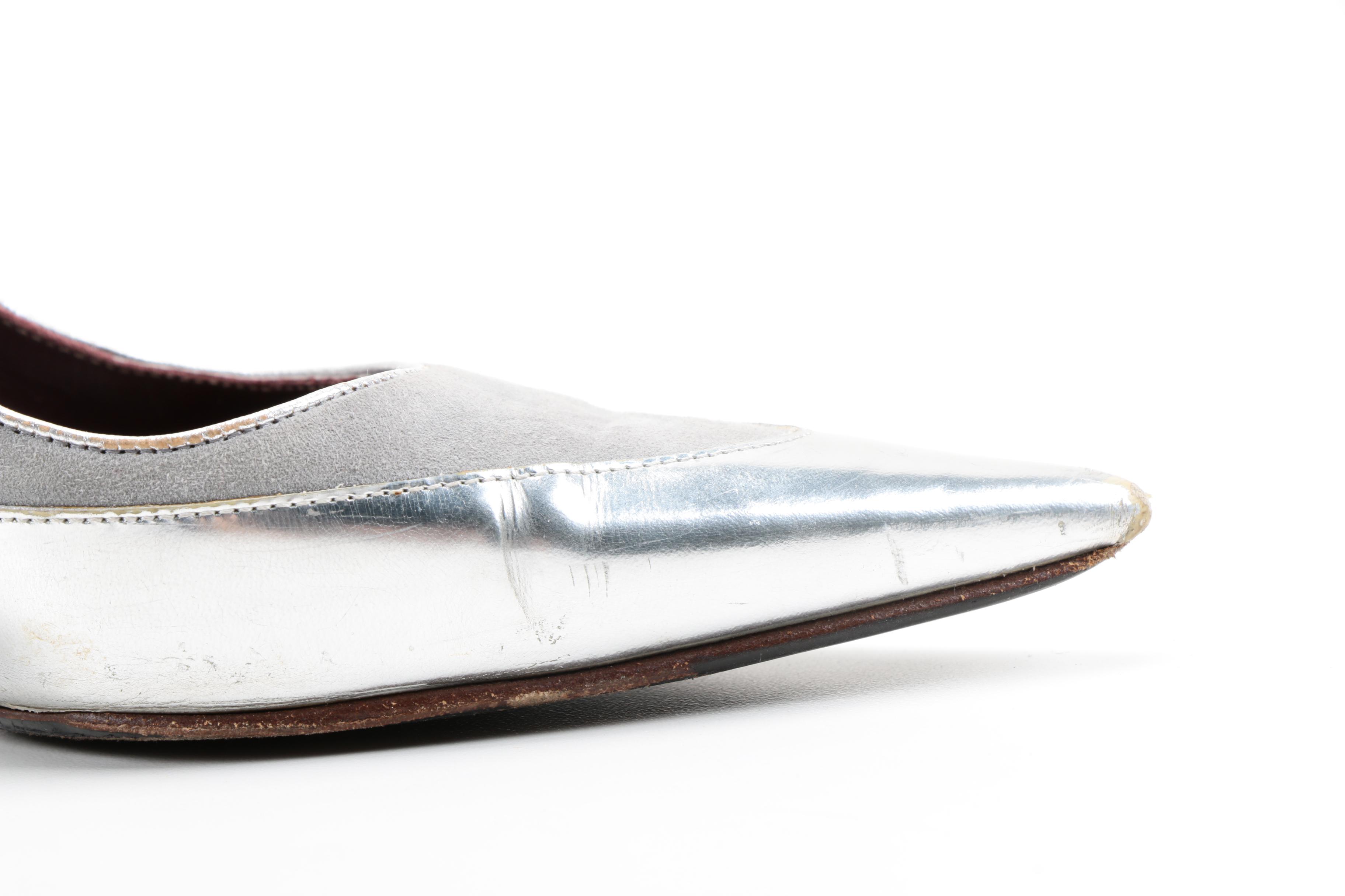 Dolce & Gabbana Suede and Metallic Leather Dress Heels