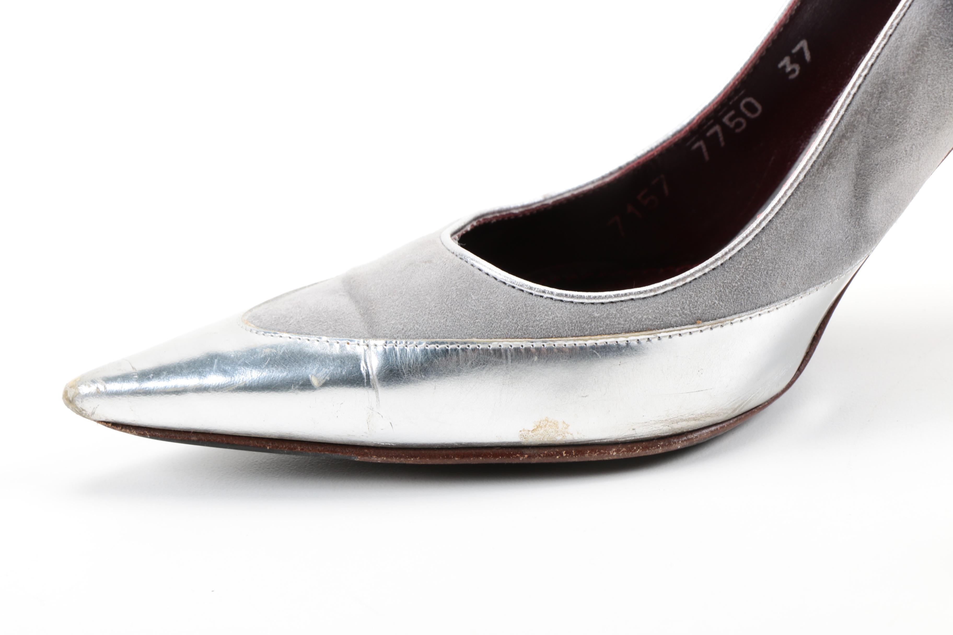 Dolce & Gabbana Suede and Metallic Leather Dress Heels