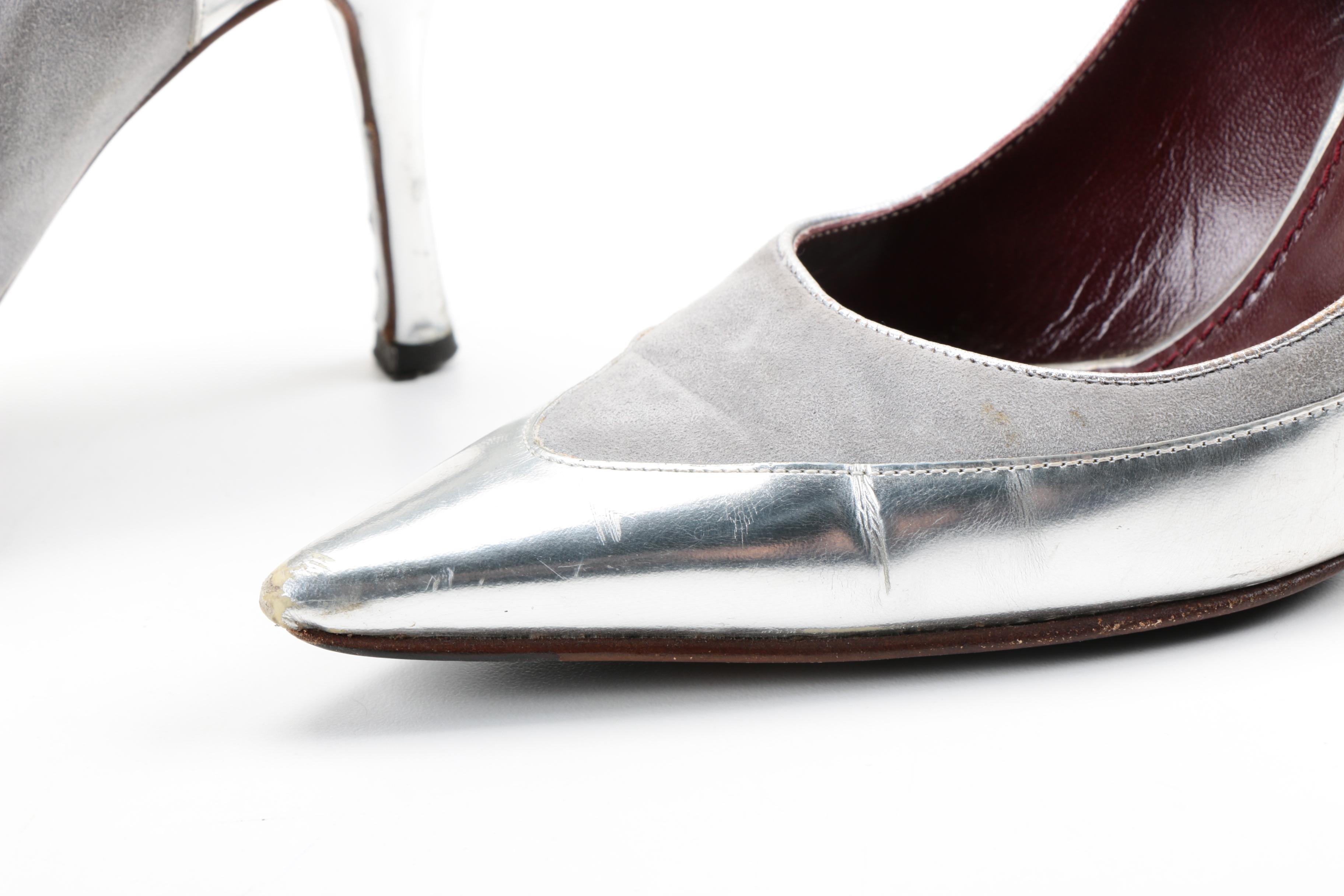 Dolce & Gabbana Suede and Metallic Leather Dress Heels