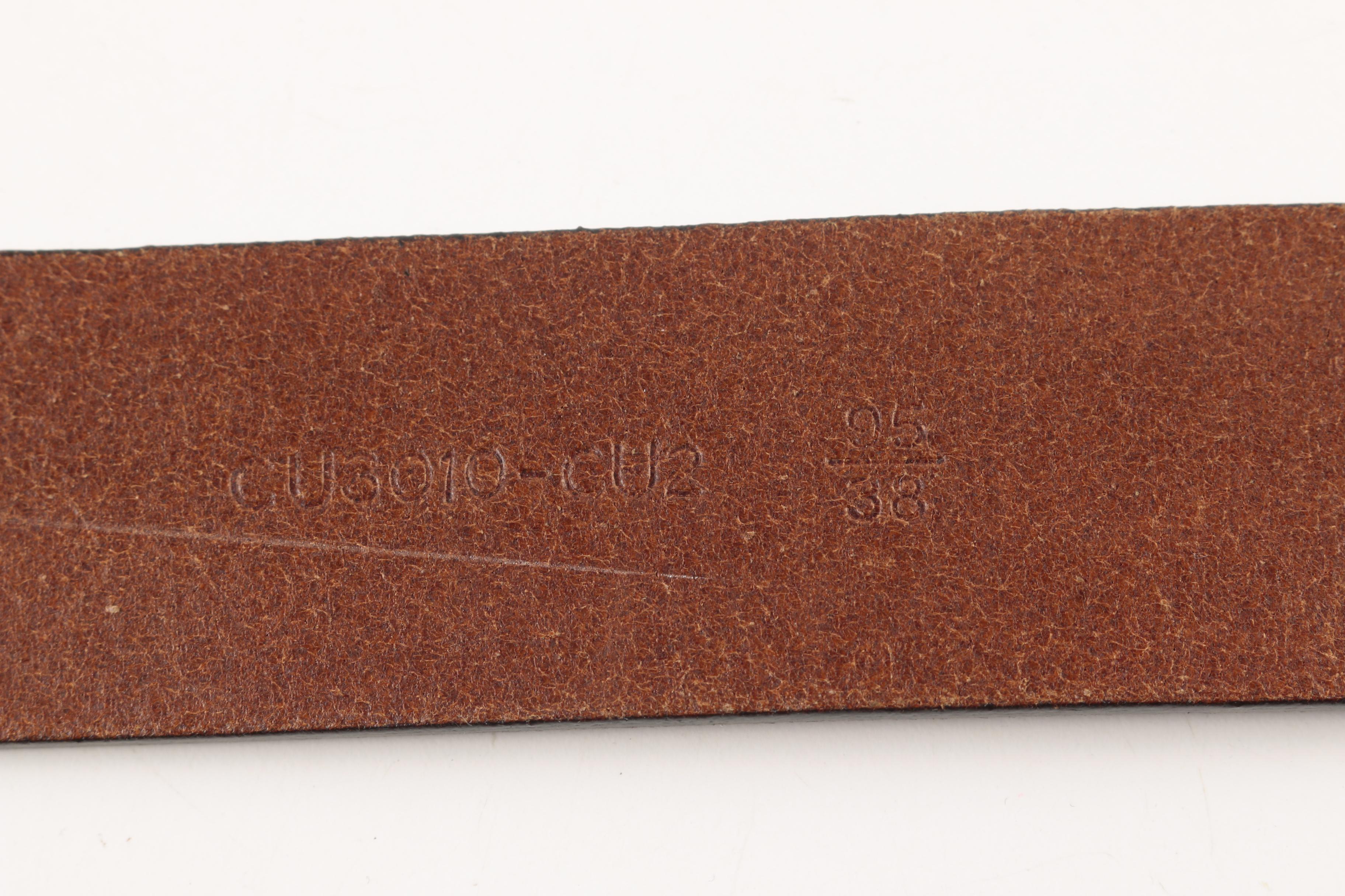 Brown Leather Versace Belt with Silver Tone Belt Buckle