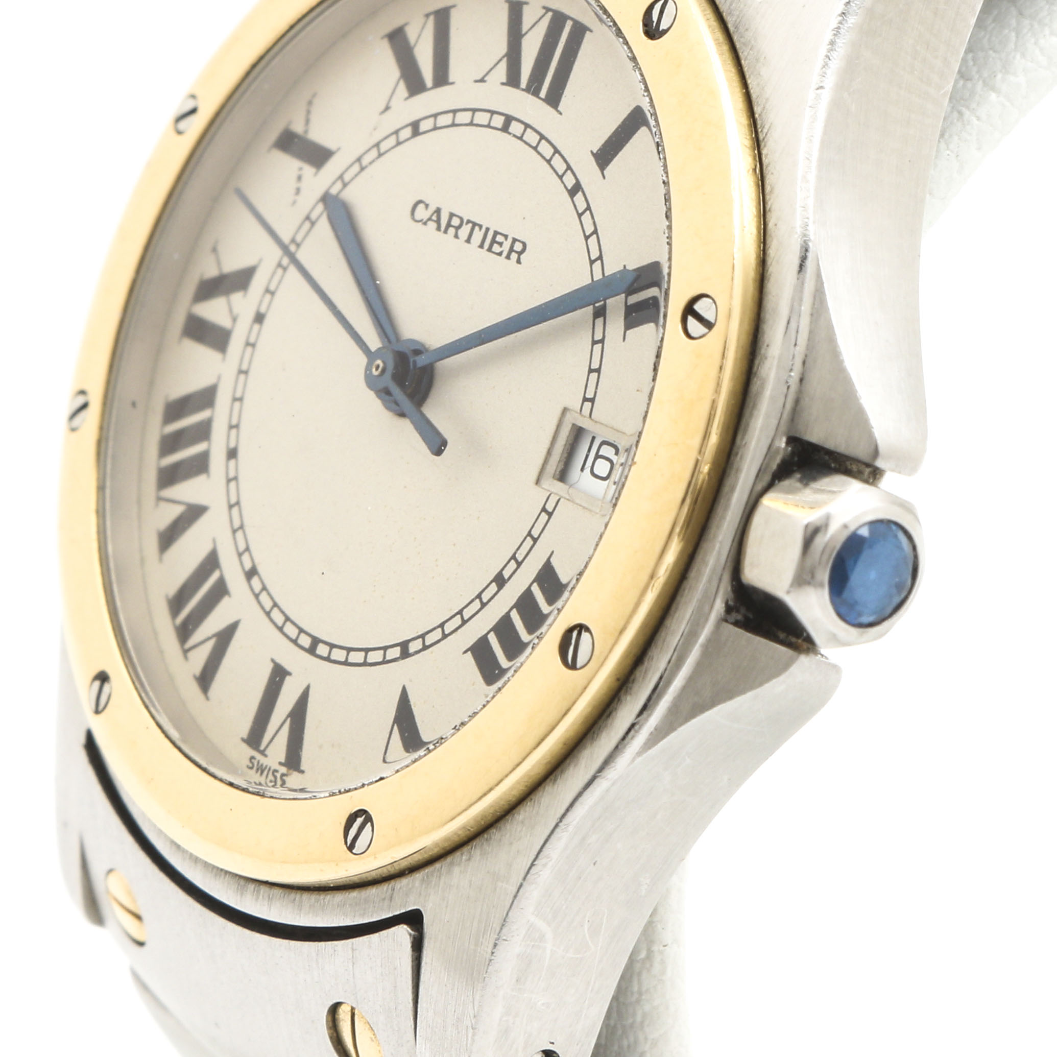 Cartier "Santos Ronde" 18K Yellow Gold and Stainless Steel Analog Watch