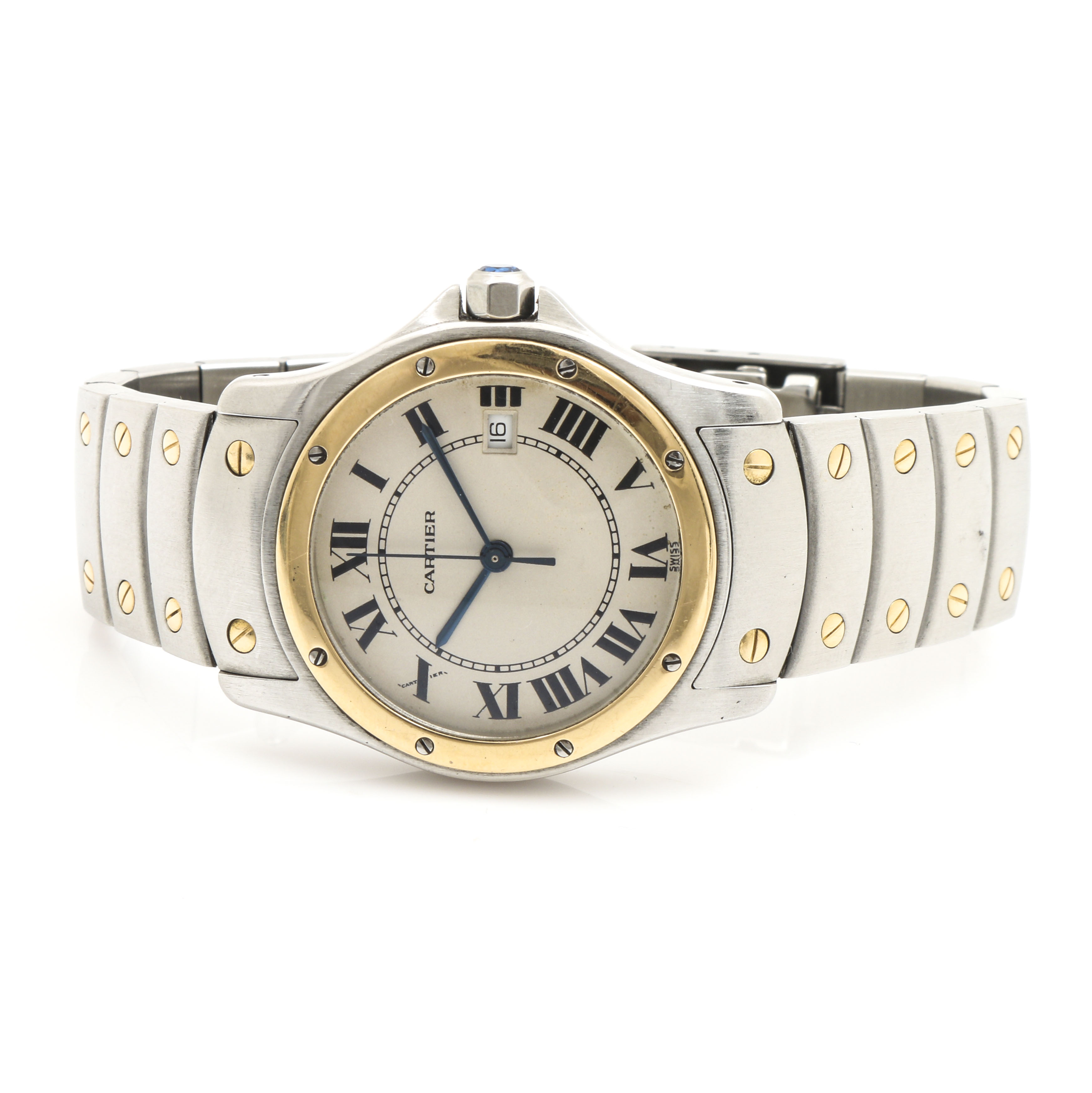 Cartier "Santos Ronde" 18K Yellow Gold and Stainless Steel Analog Watch
