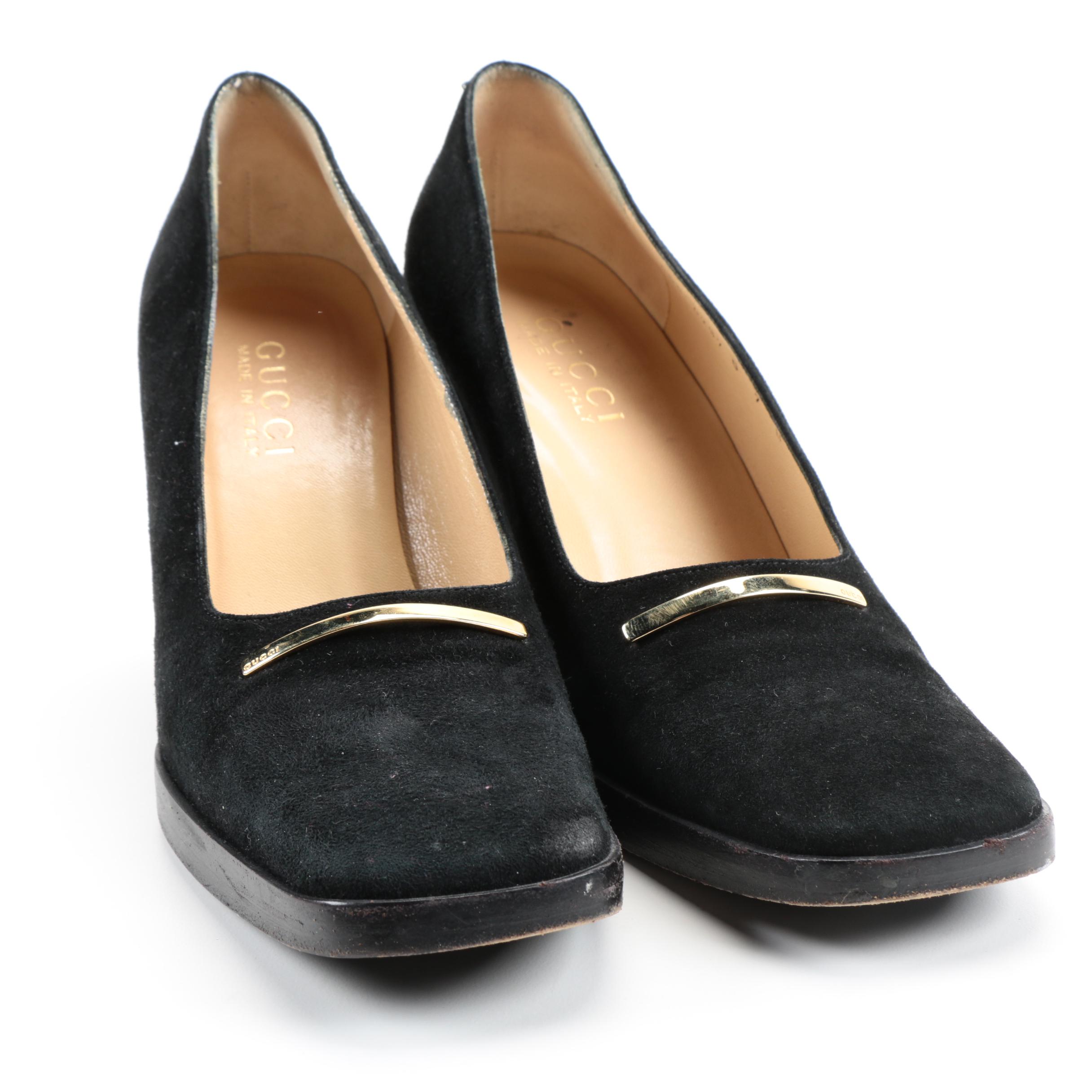 Gucci Black Suede Pumps
