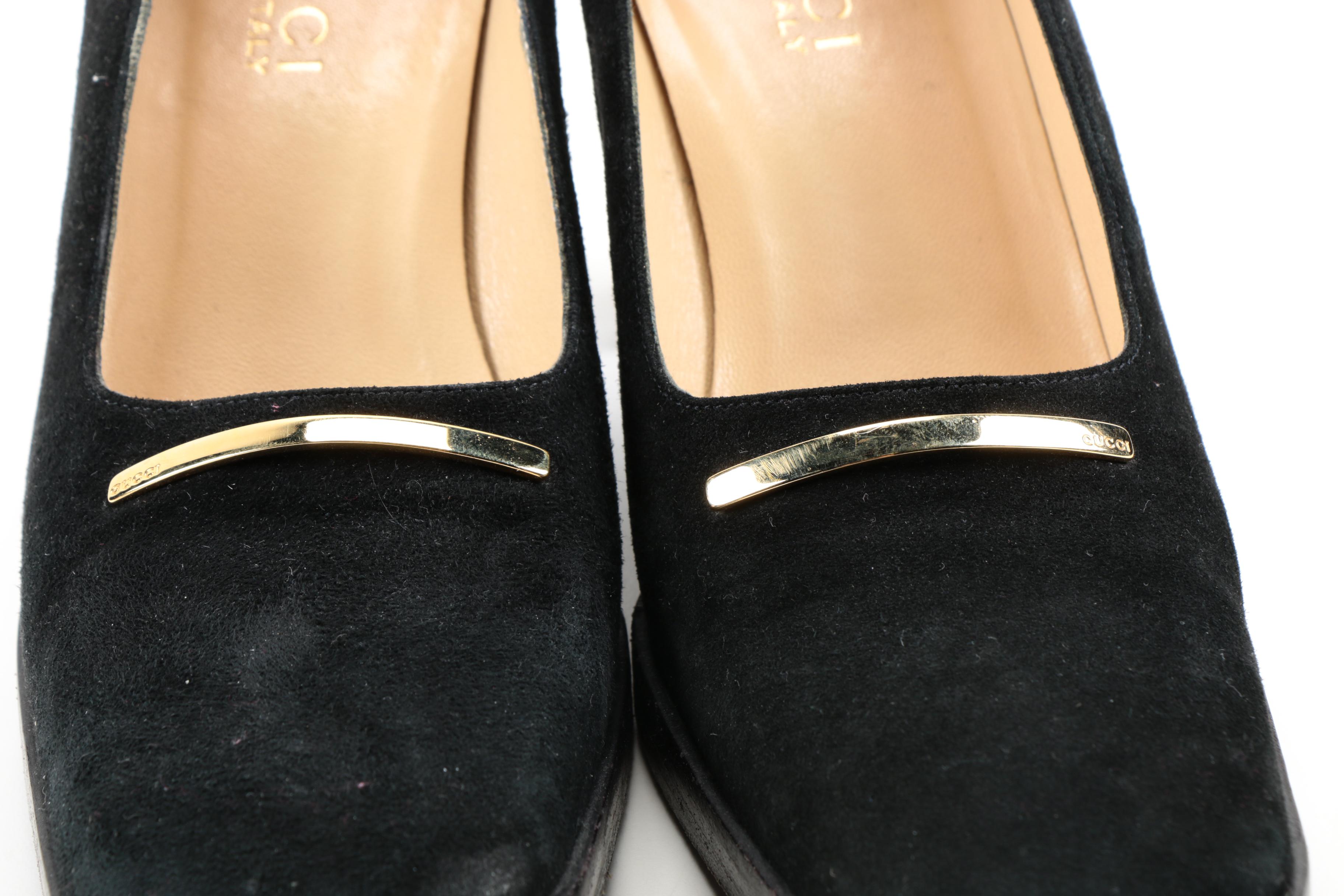 Gucci Black Suede Pumps