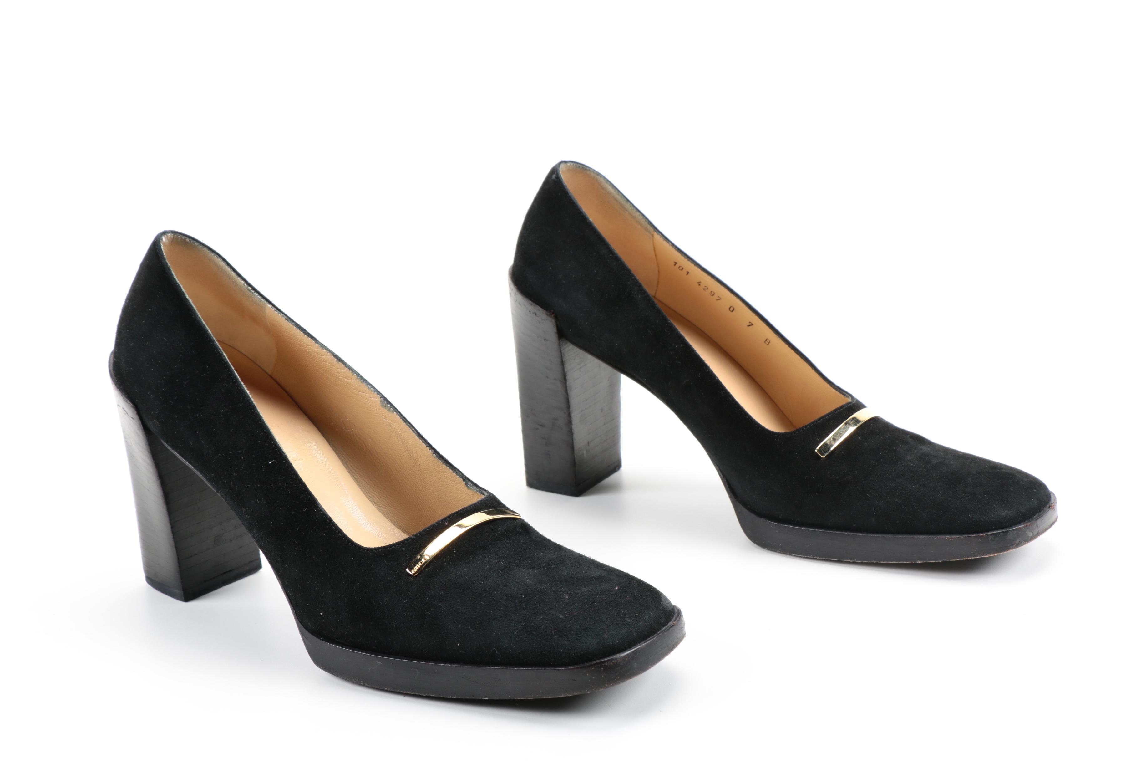 Gucci Black Suede Pumps