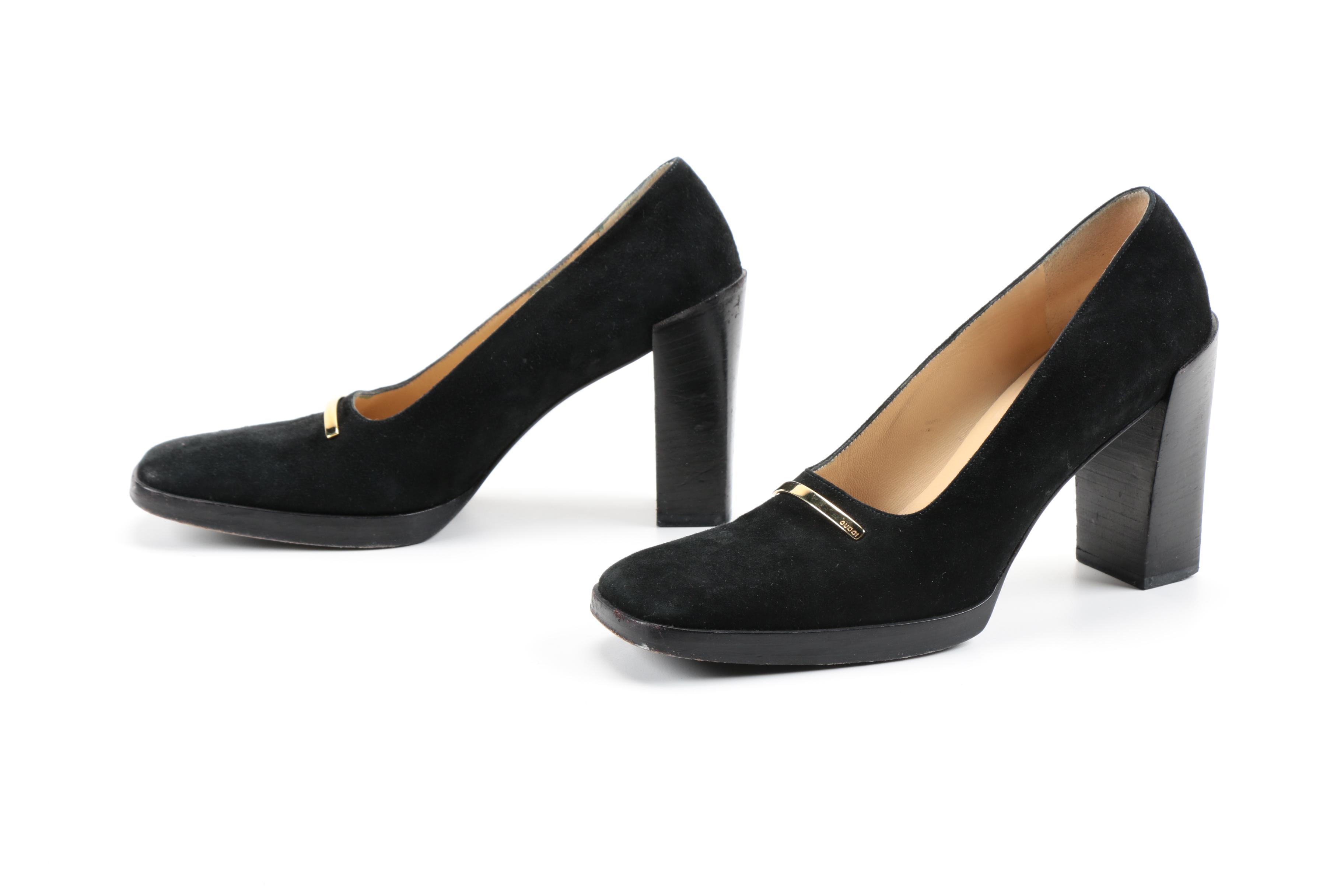 Gucci Black Suede Pumps