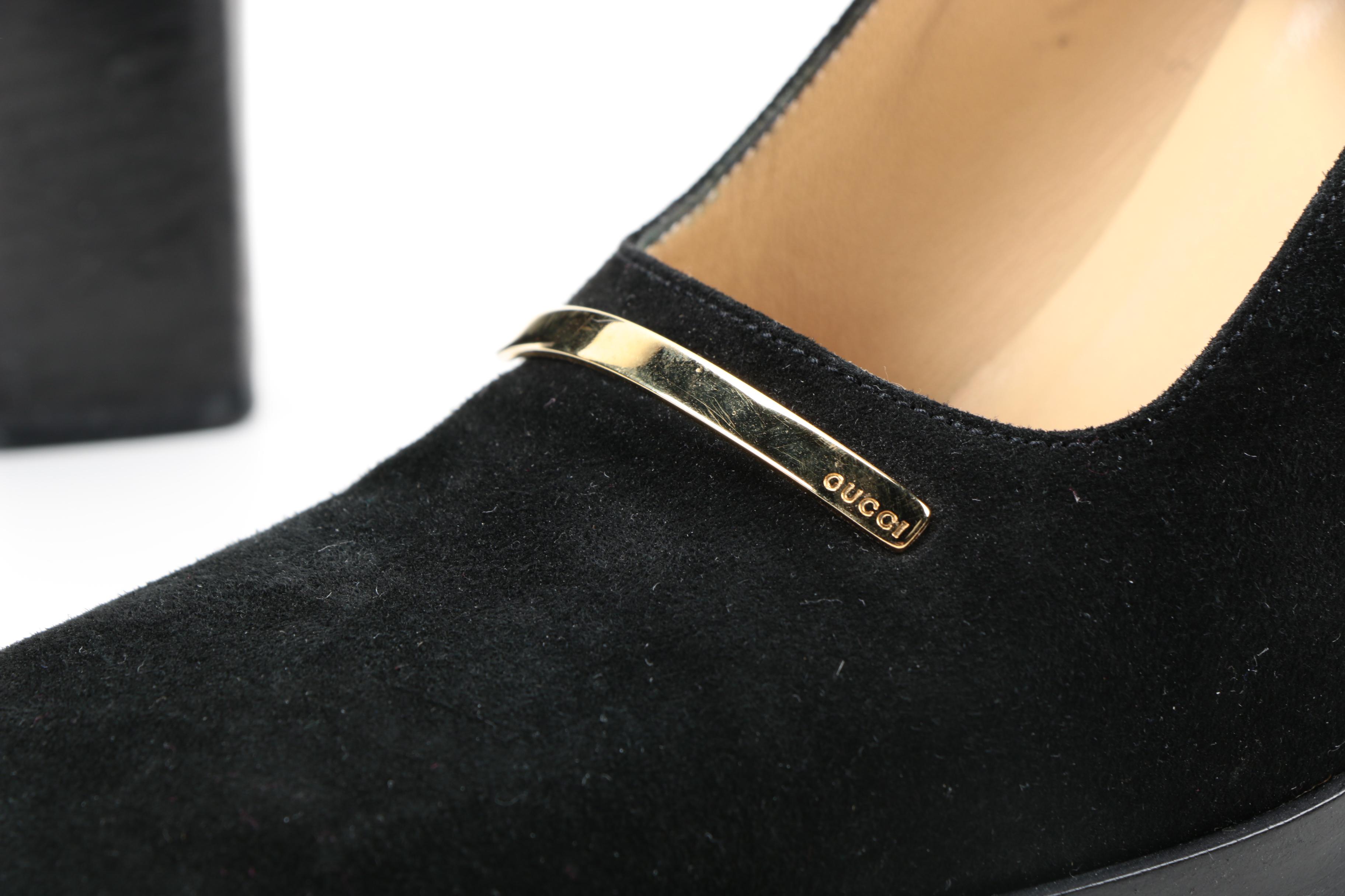 Gucci Black Suede Pumps