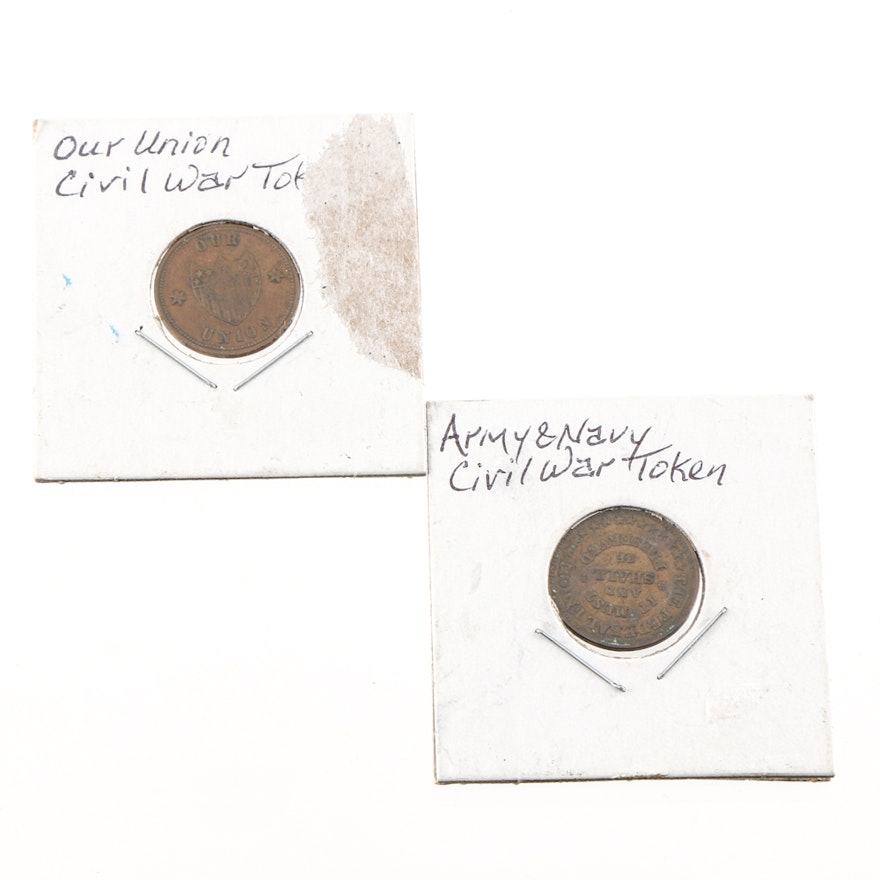 "Army and Navy" and "Our Union" Copper Civil War Tokens