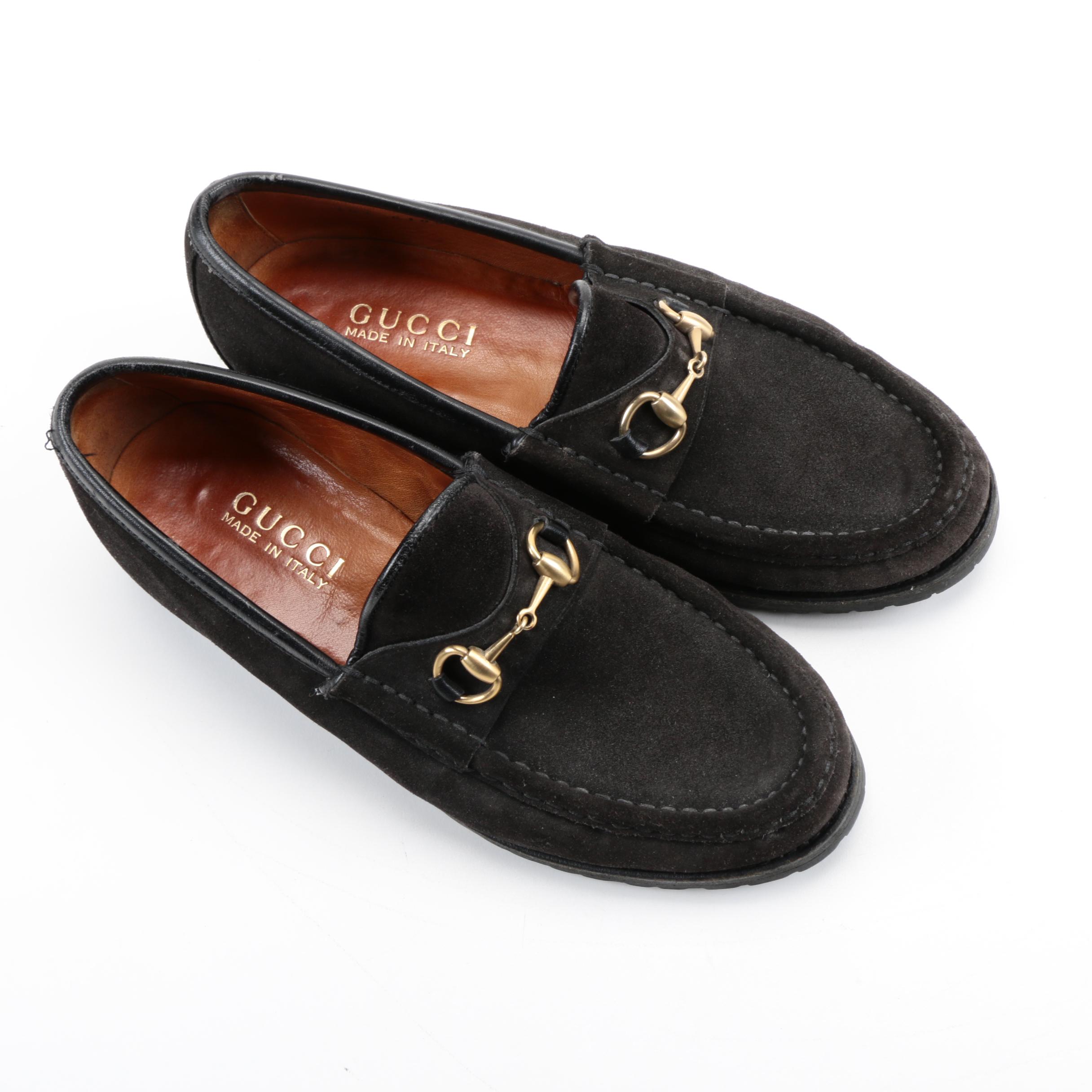 Gucci Dark Brown Suede Loafers