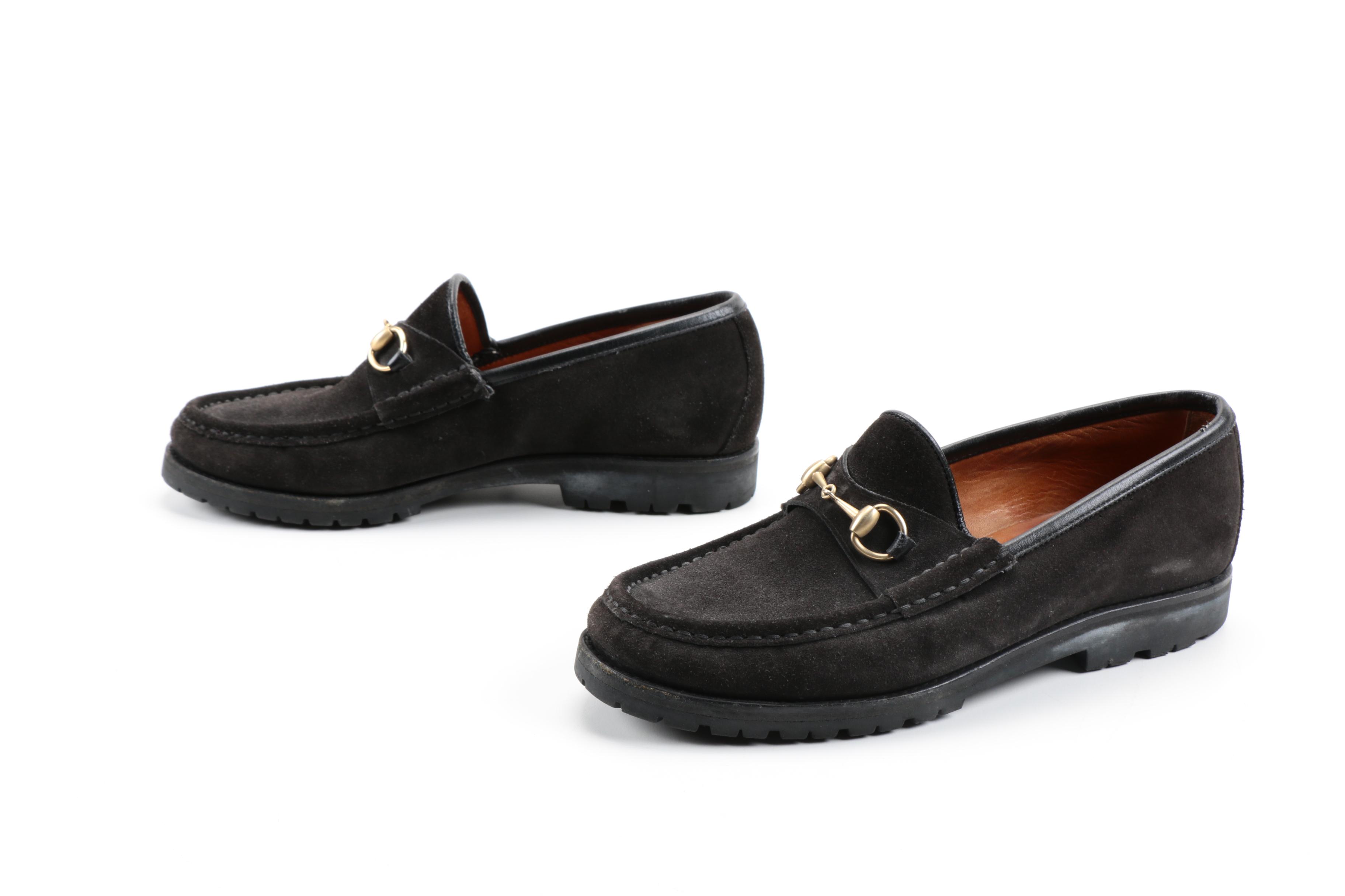 Gucci Dark Brown Suede Loafers