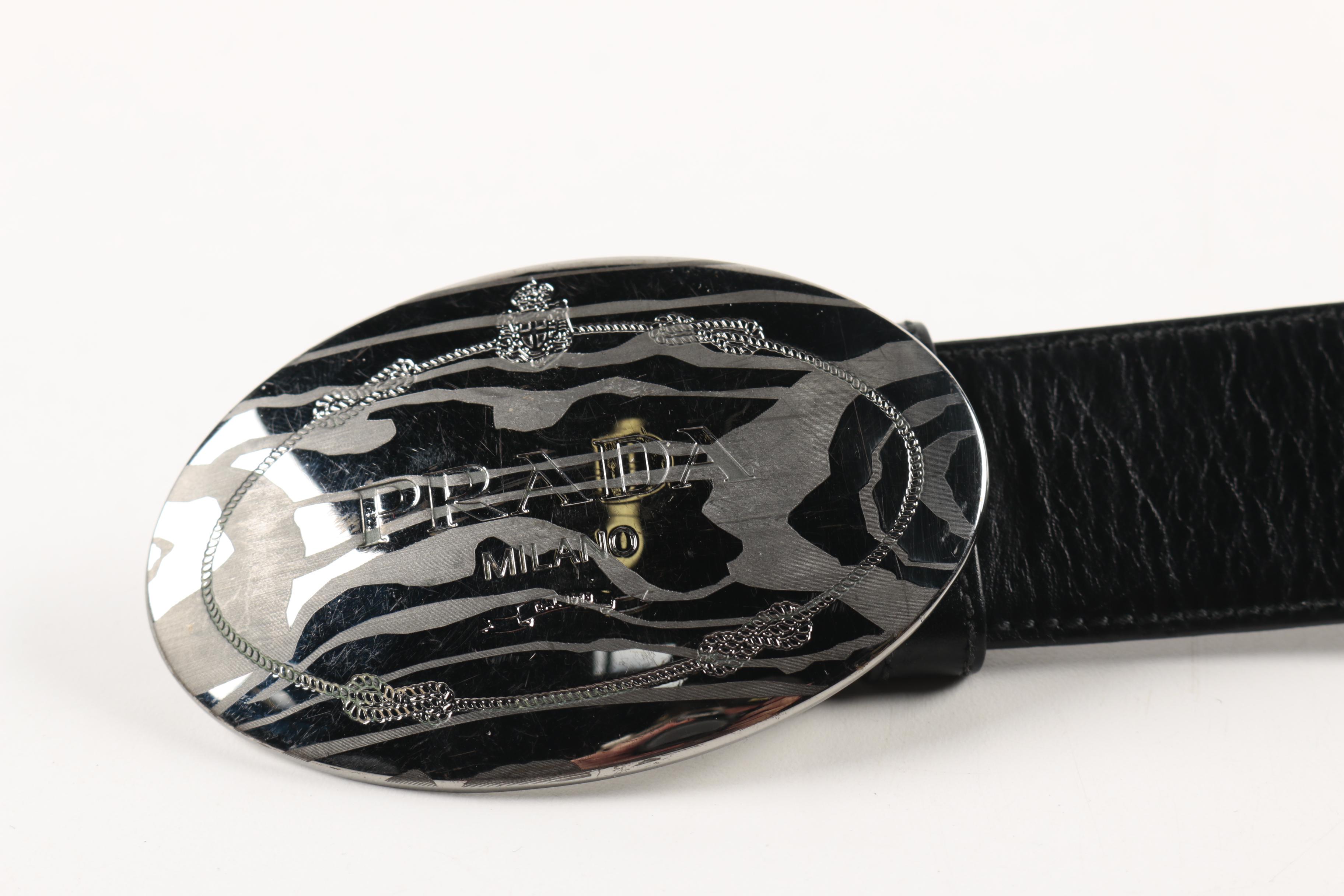 Prada Black Leather Belt