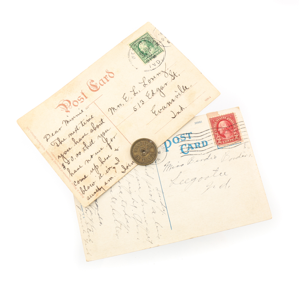 Vintage Postcards and Token from French Lick, Indiana