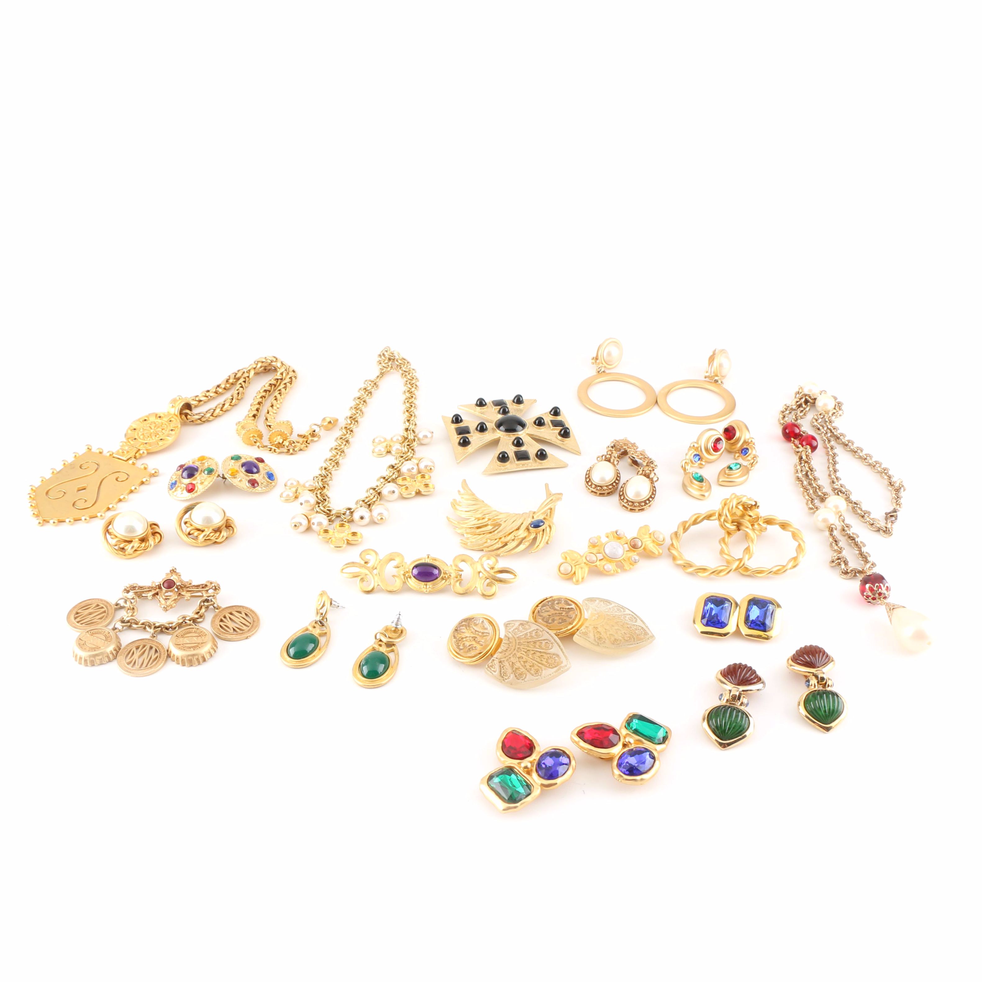 Gothic Revival Necklace by Ronnie Livia and Other Costume Jewelry Featuring DKNY