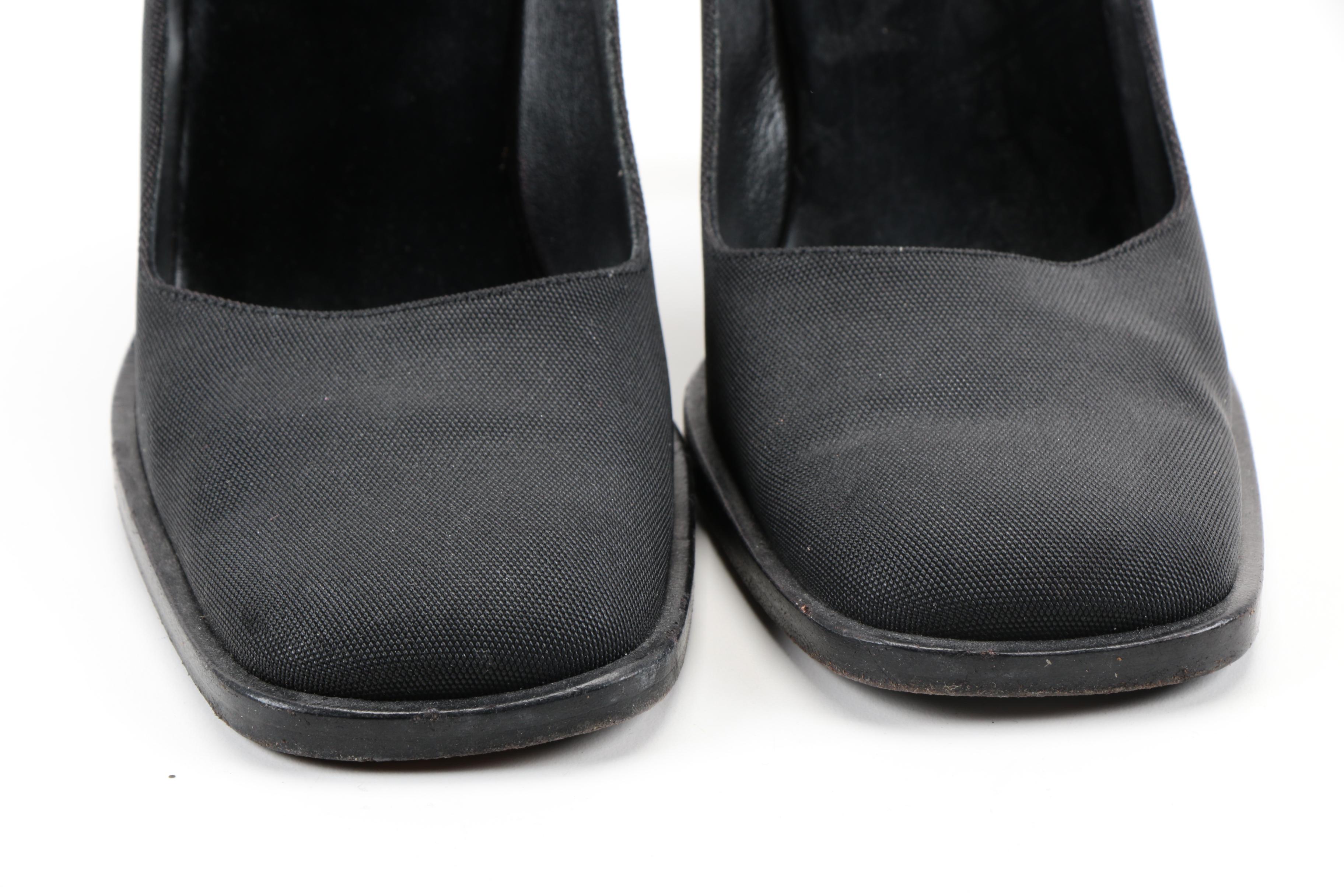 Gucci Black Canvas and Leather Pumps