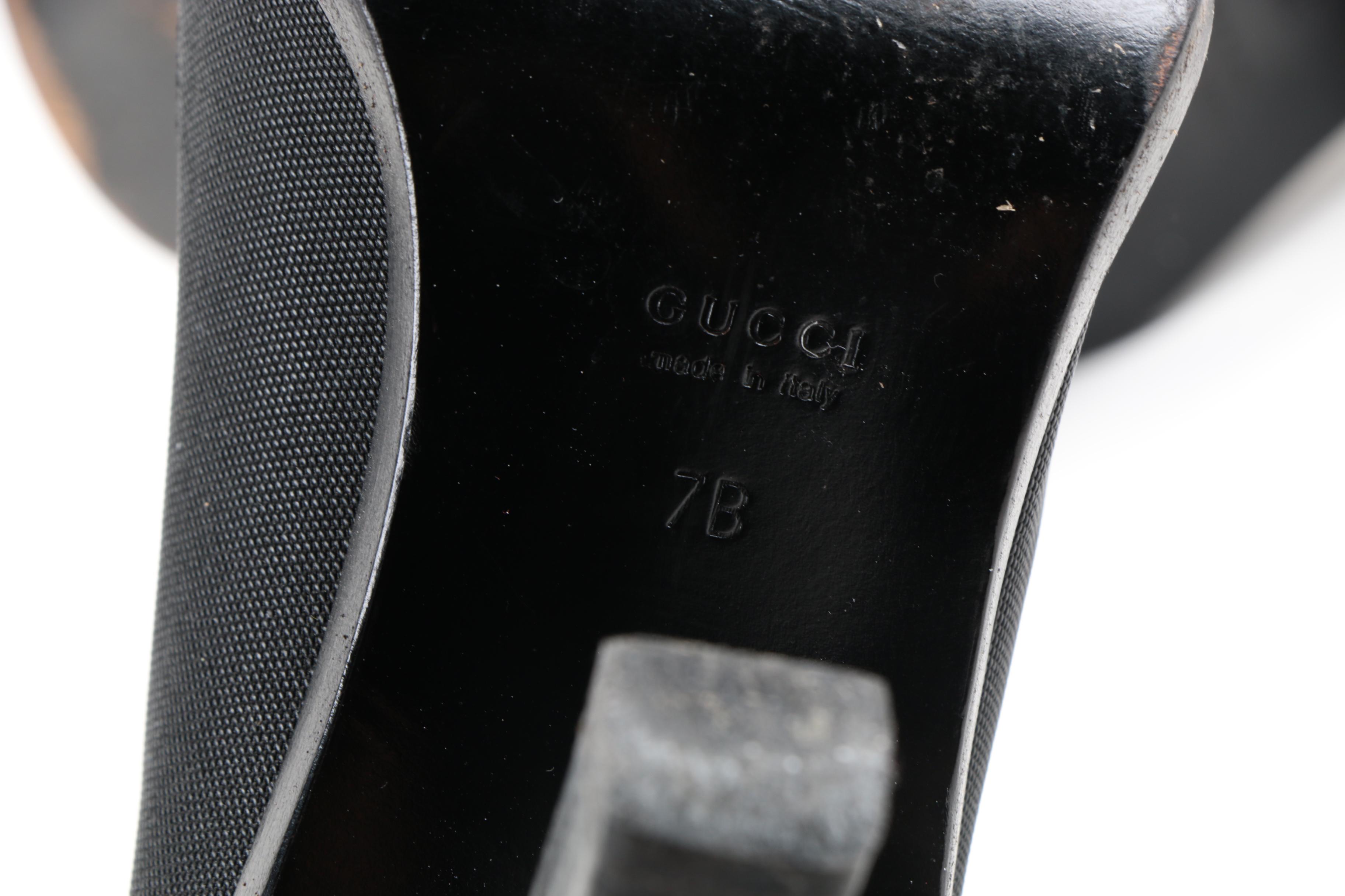 Gucci Black Canvas and Leather Pumps