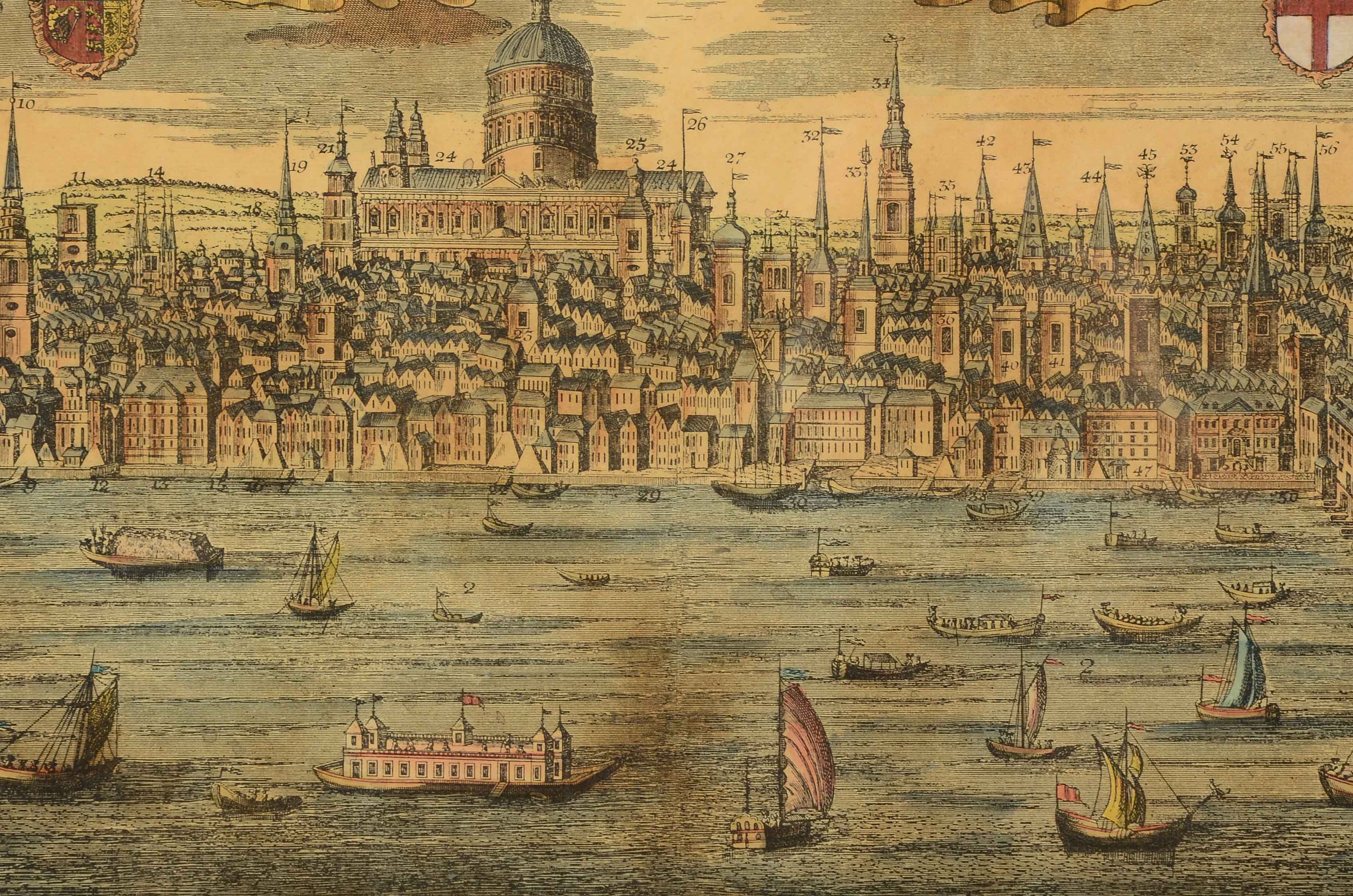 Hand Colored Engraving Map of London