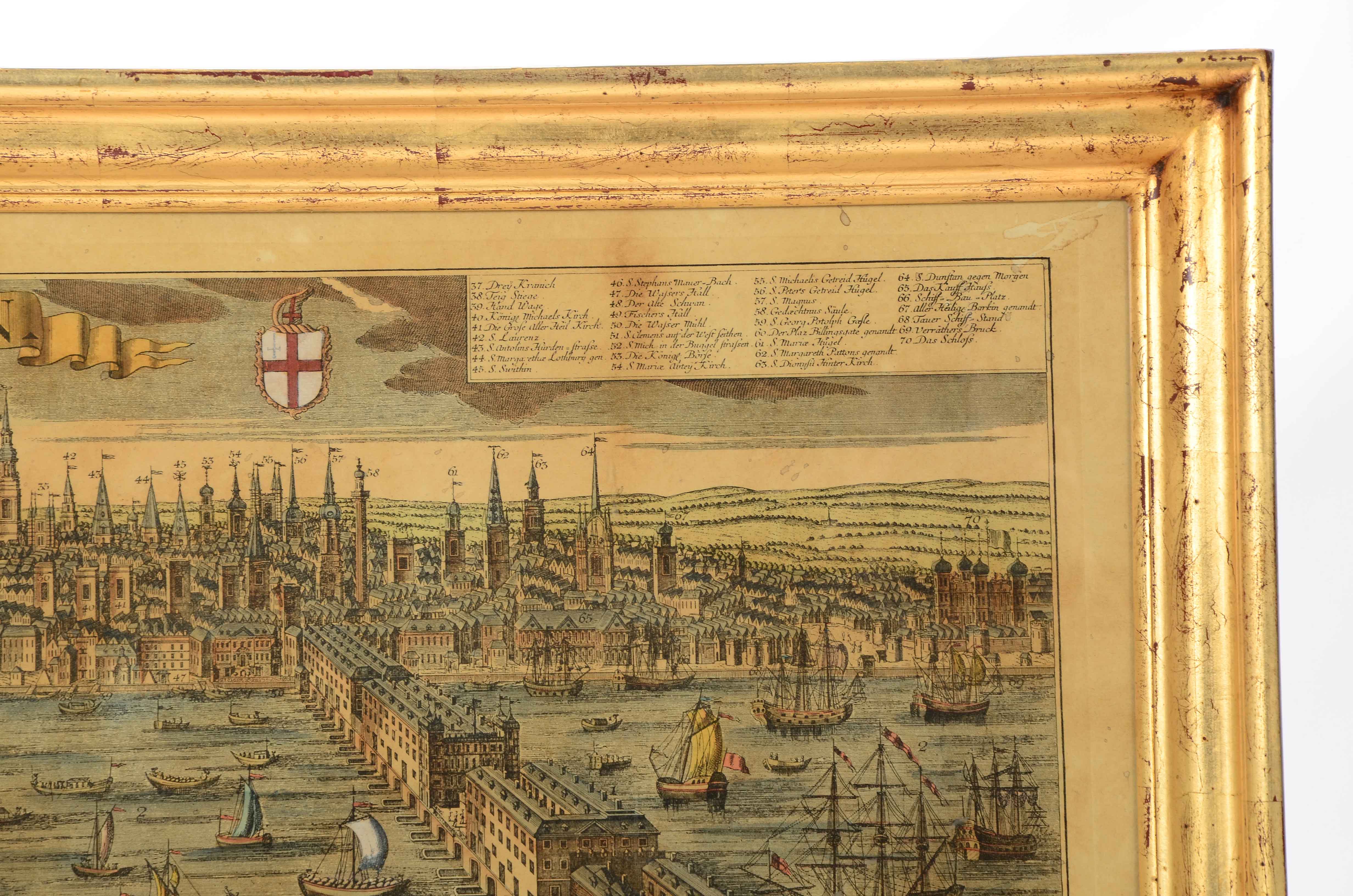 Hand Colored Engraving Map of London