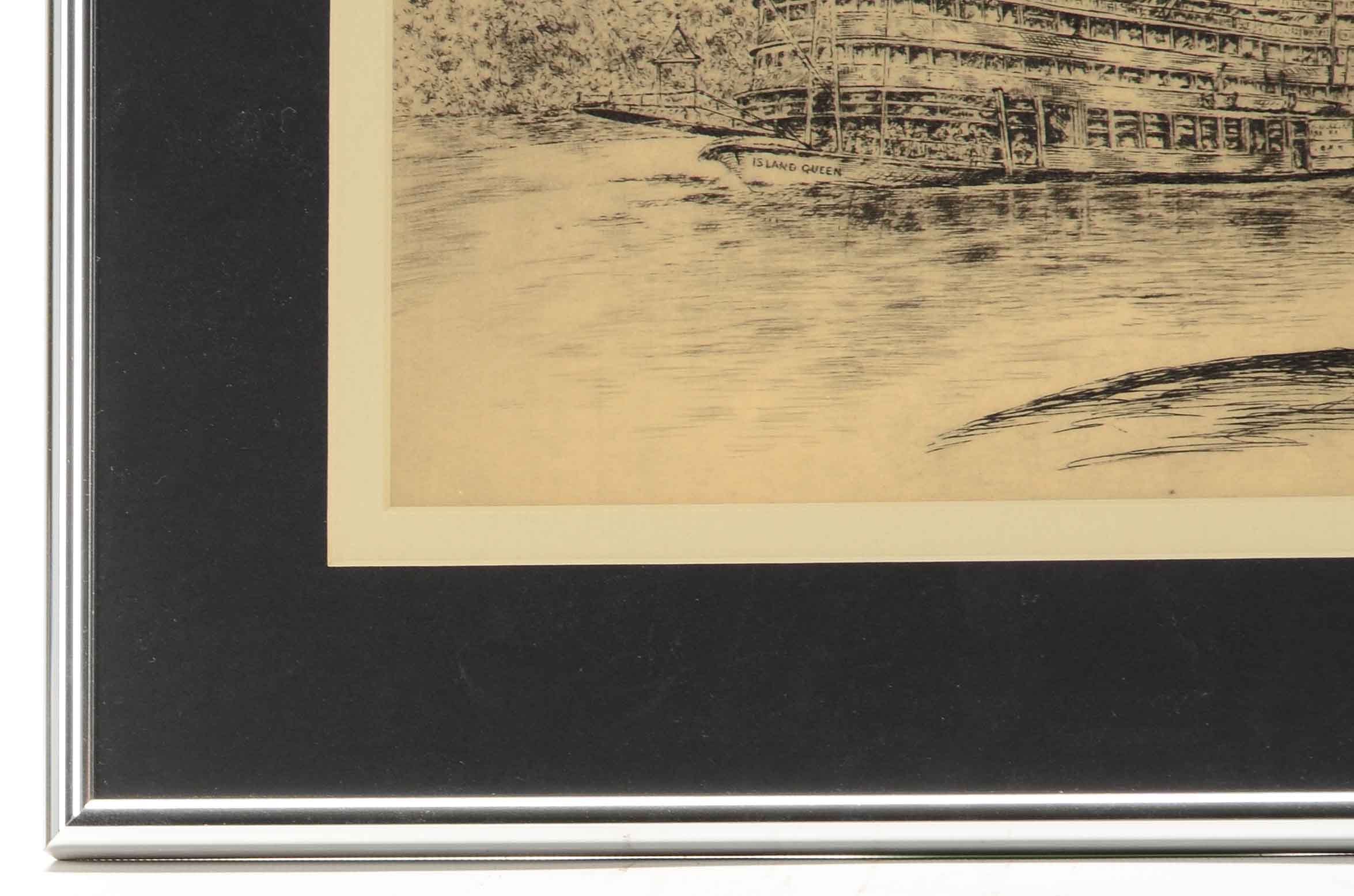 Caroline Williams Half Tone Print of the Island Queen River Boat