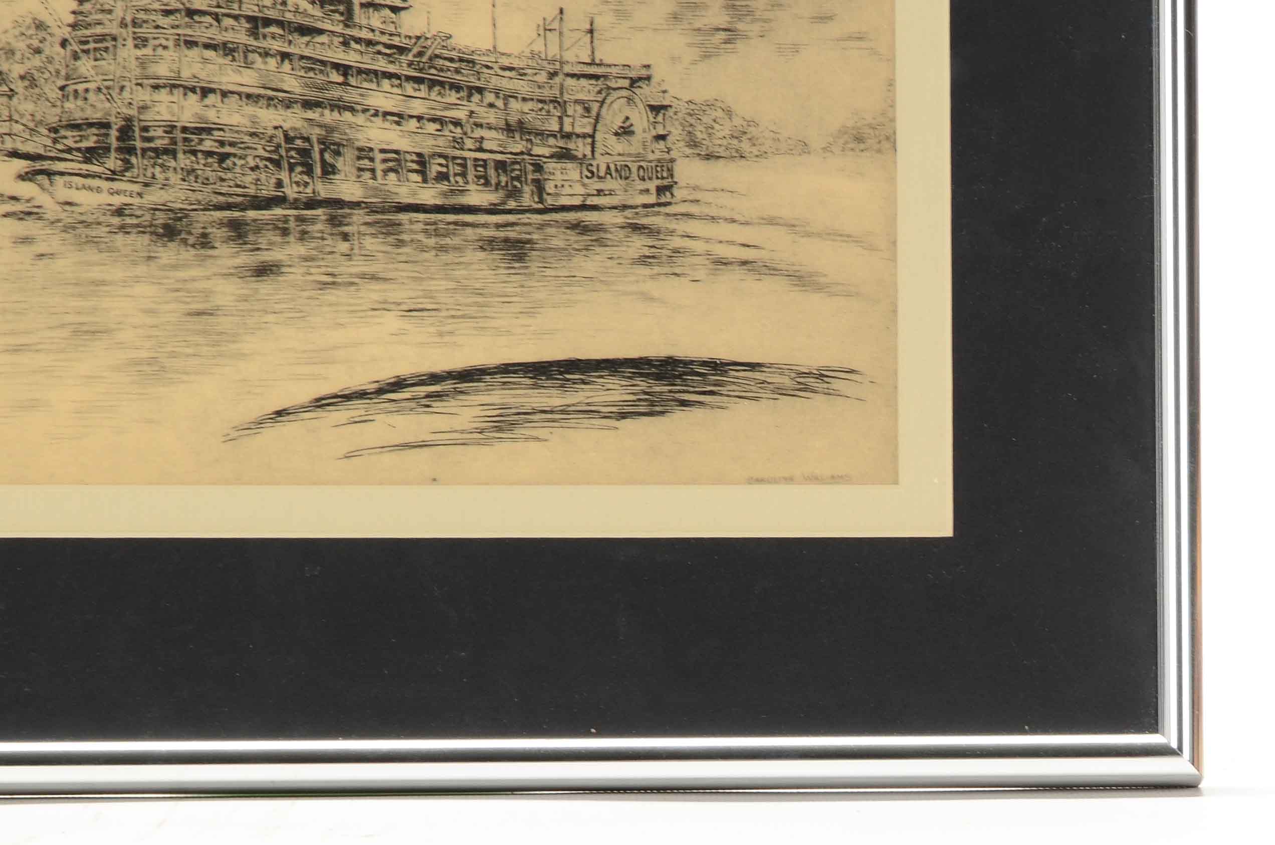 Caroline Williams Half Tone Print of the Island Queen River Boat