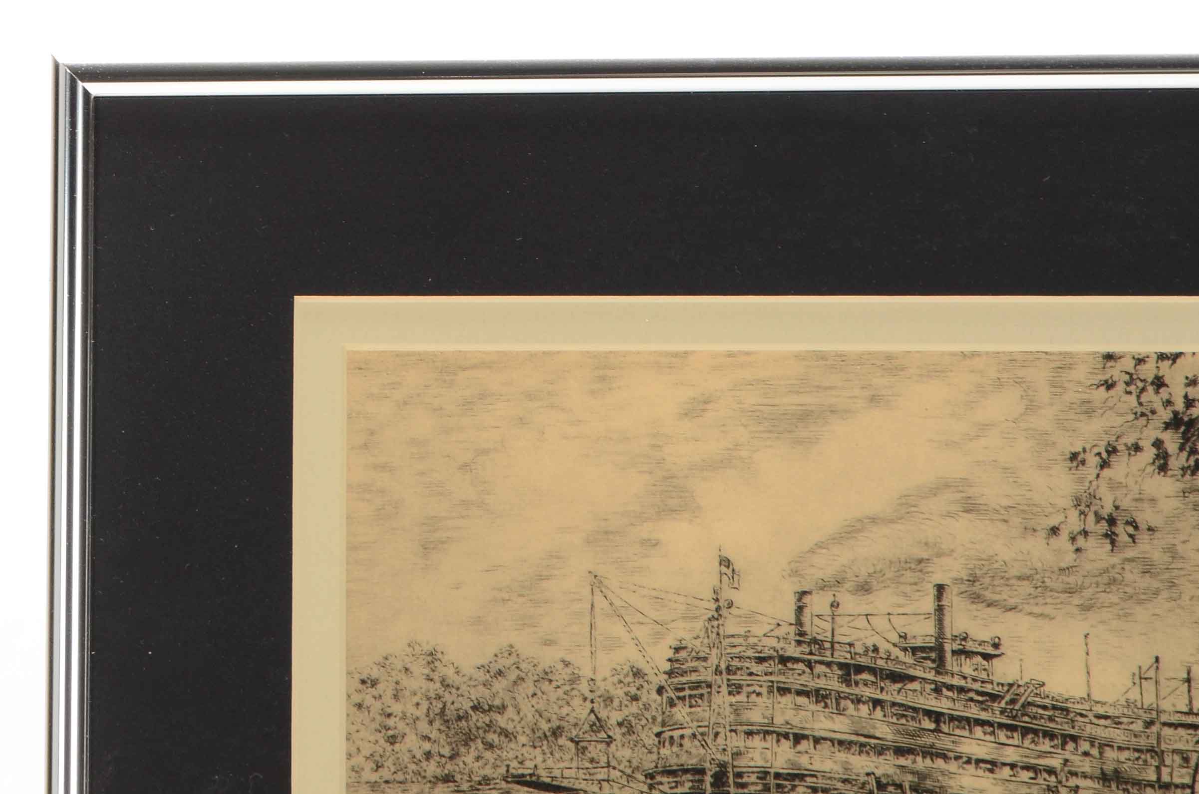 Caroline Williams Half Tone Print of the Island Queen River Boat