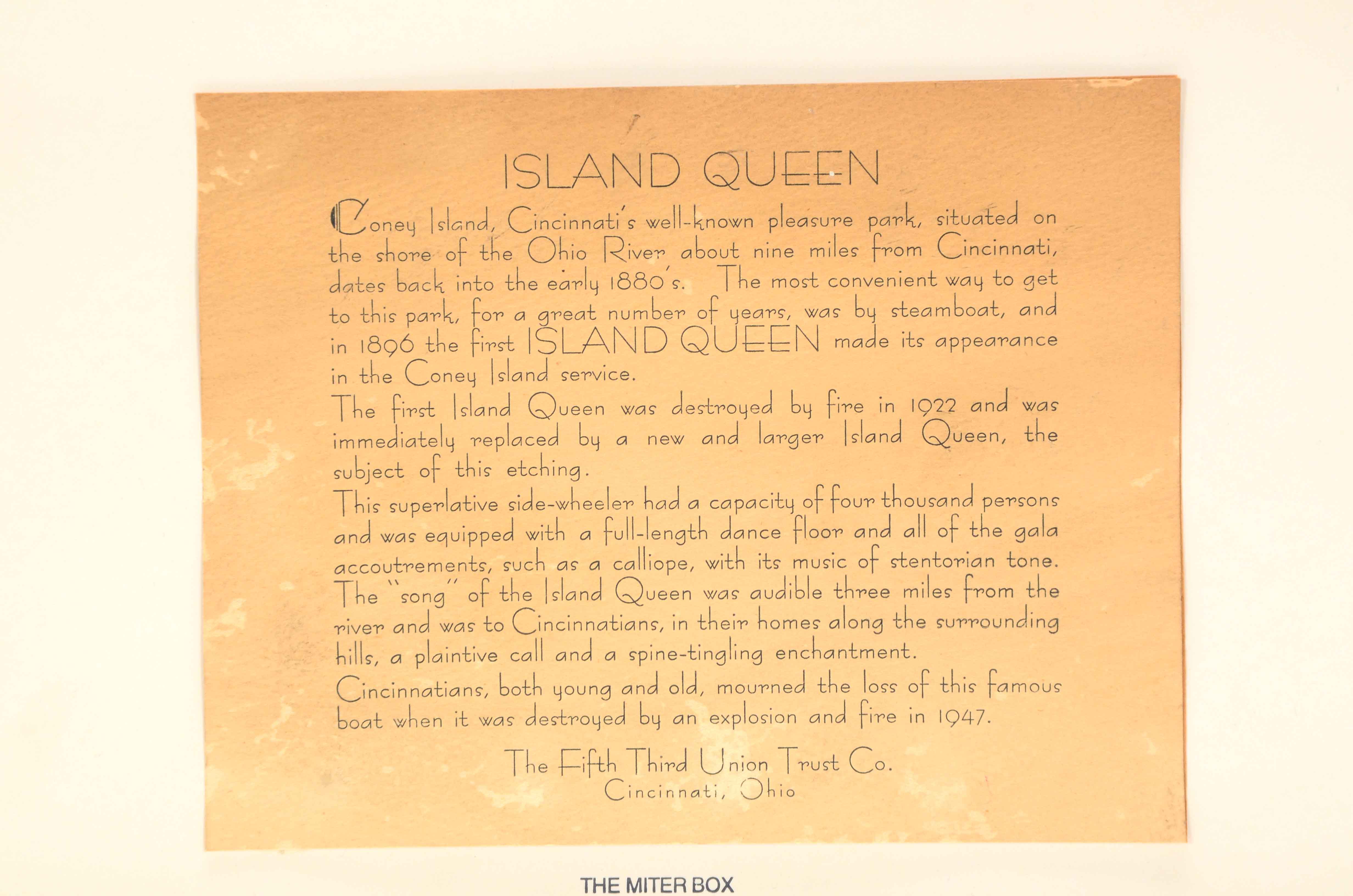 Caroline Williams Half Tone Print of the Island Queen River Boat