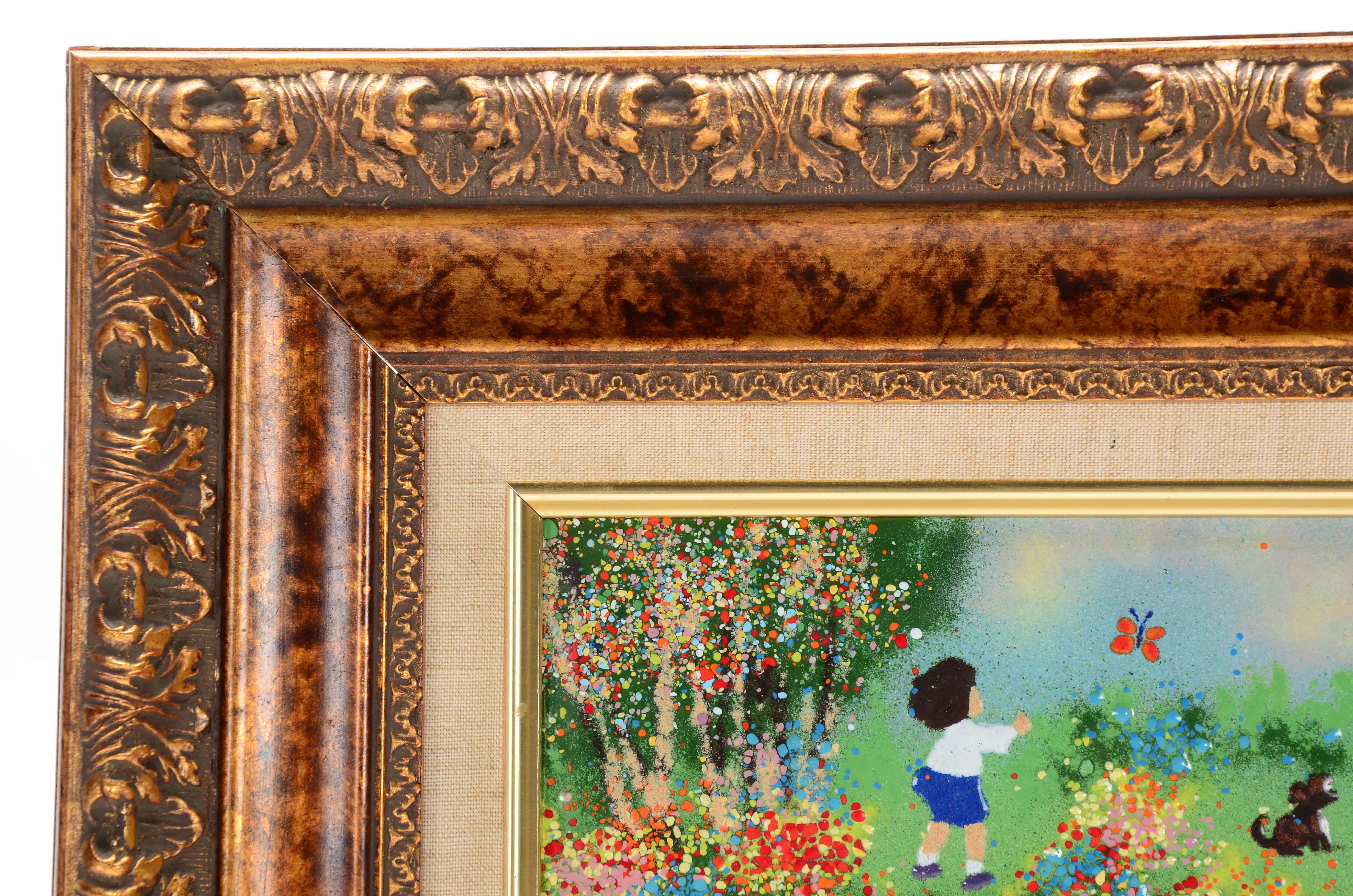 Louis Cardin Original Enamel Painting on Copper