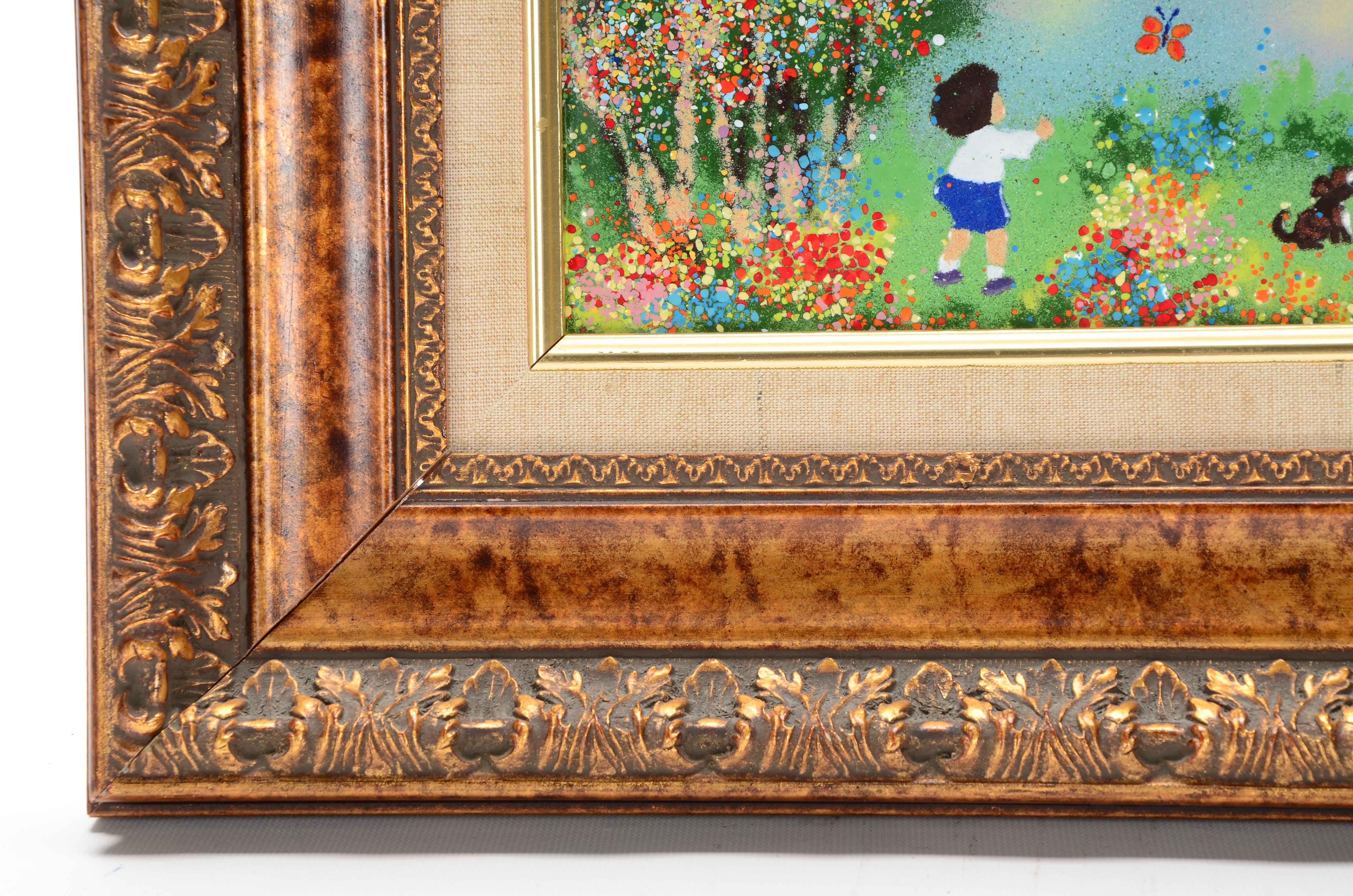 Louis Cardin Original Enamel Painting on Copper