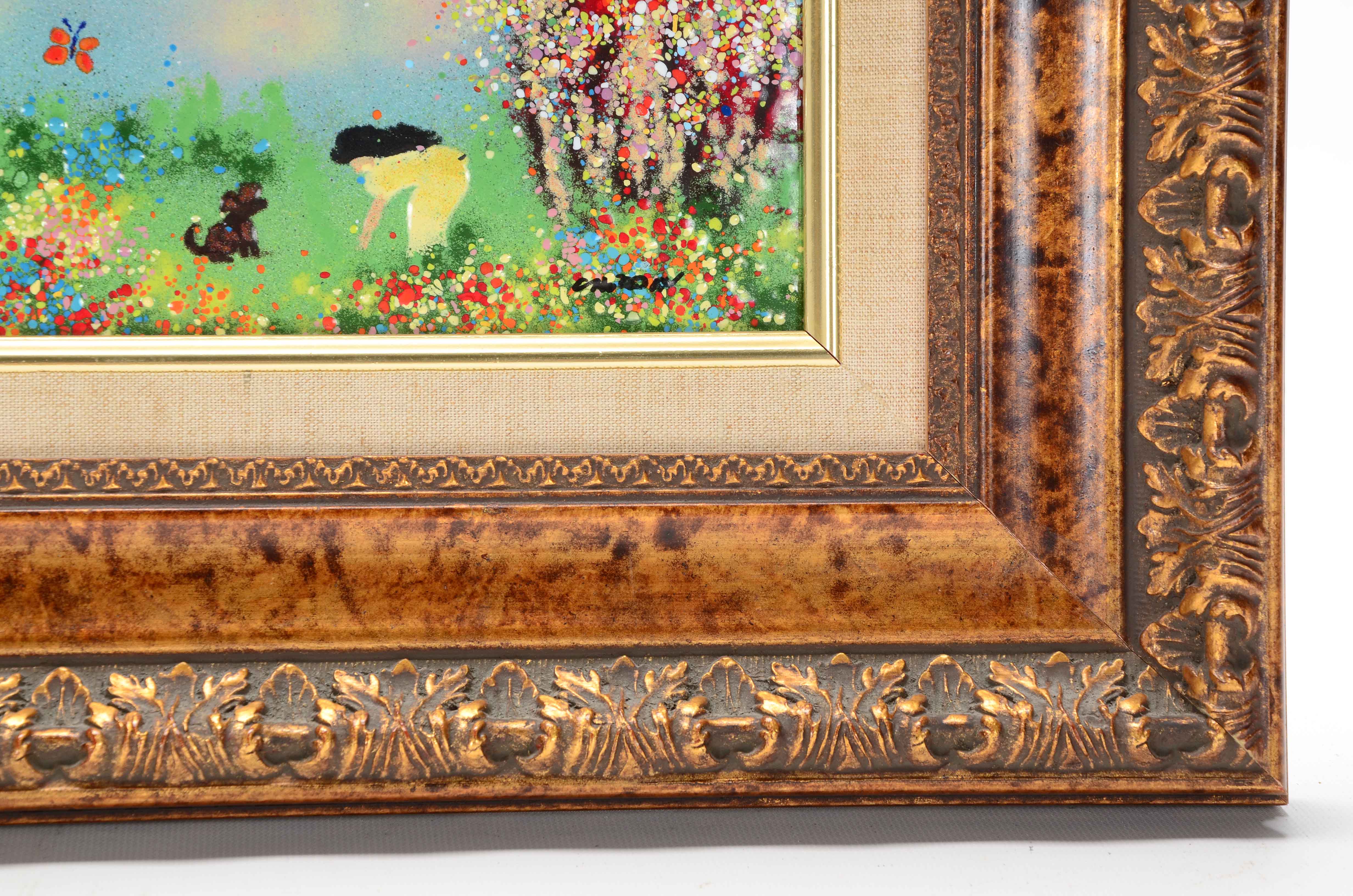 Louis Cardin Original Enamel Painting on Copper