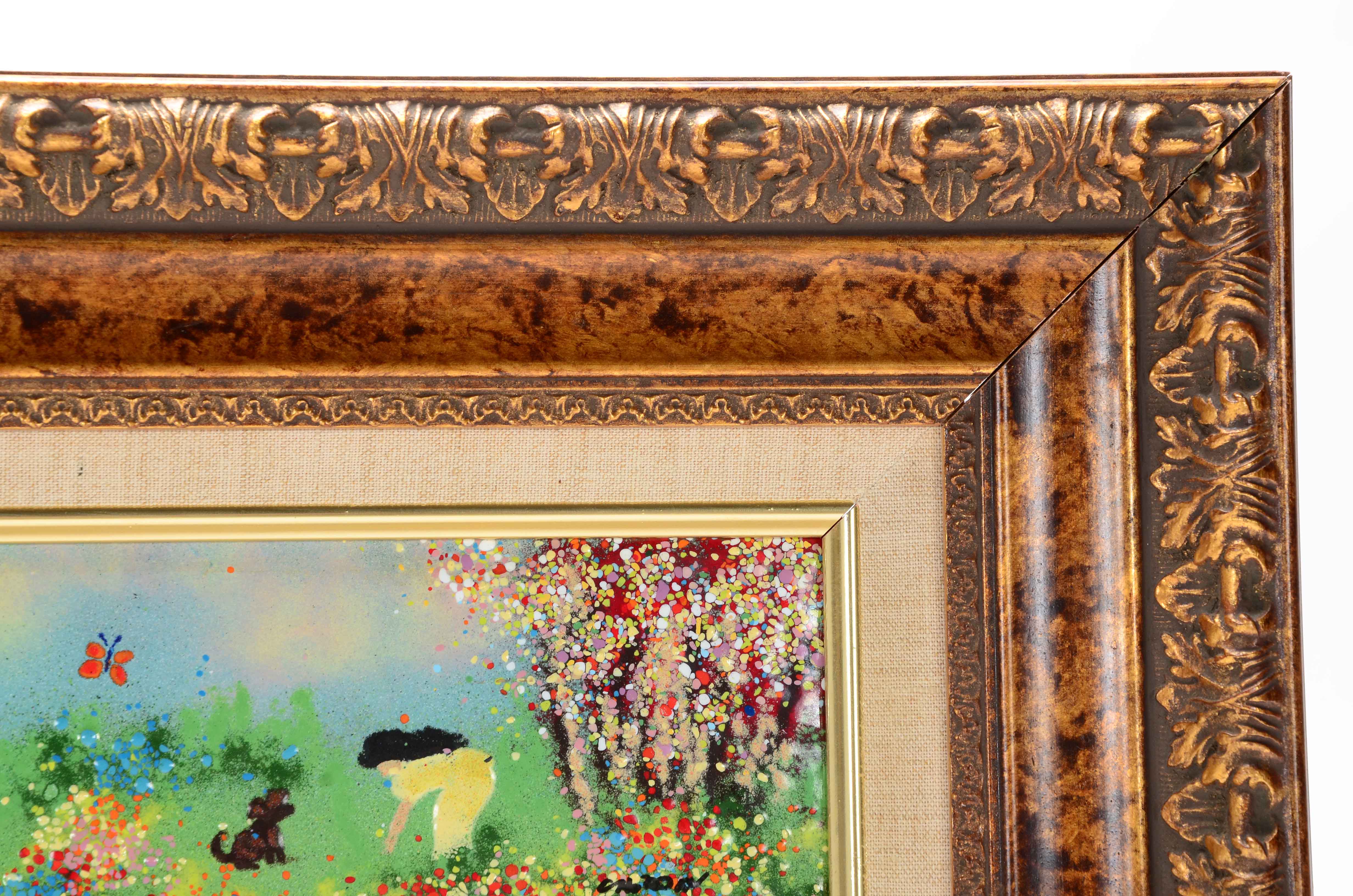 Louis Cardin Original Enamel Painting on Copper