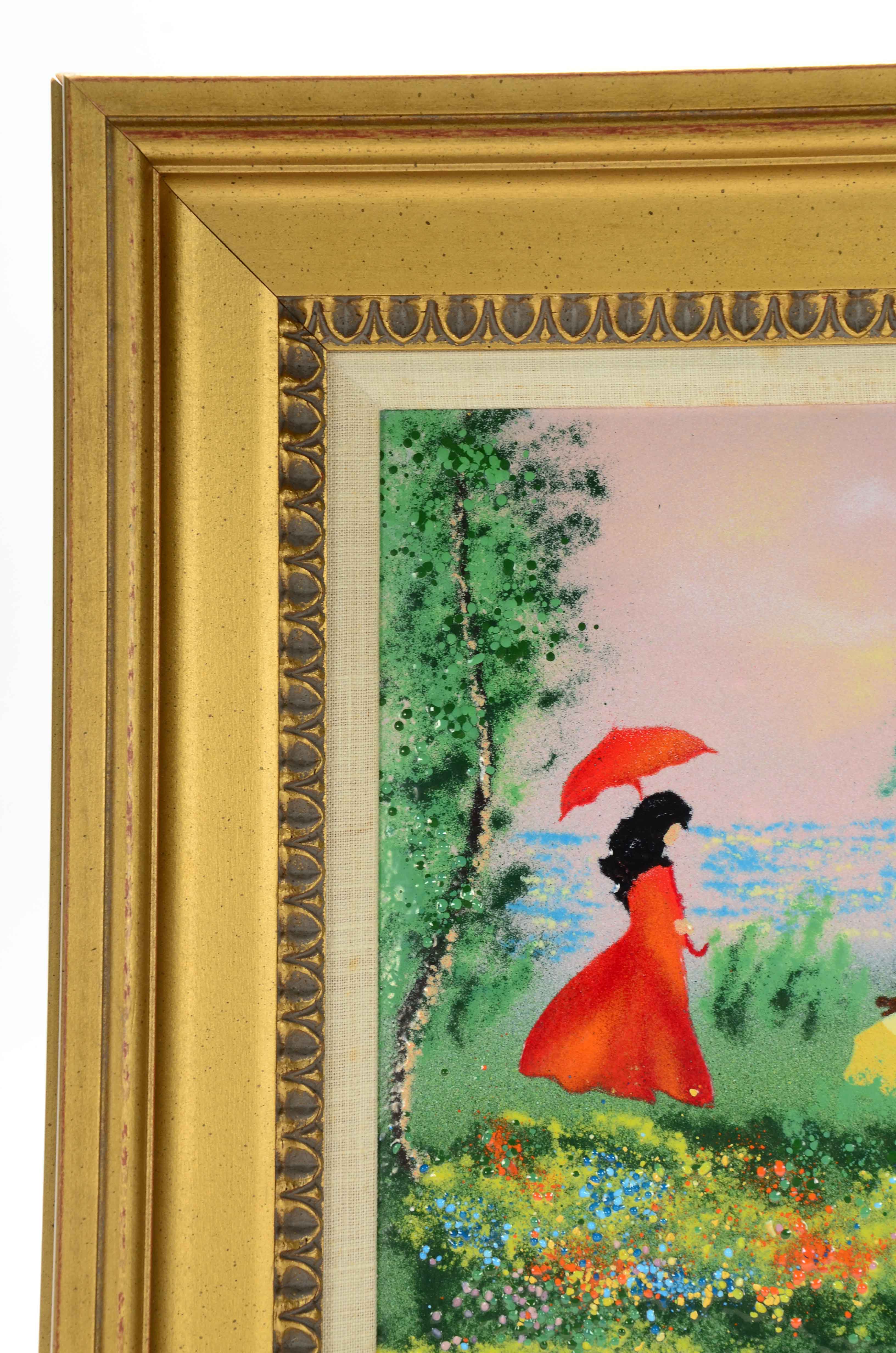 Louis Cardin Original Enamel Painting on Copper