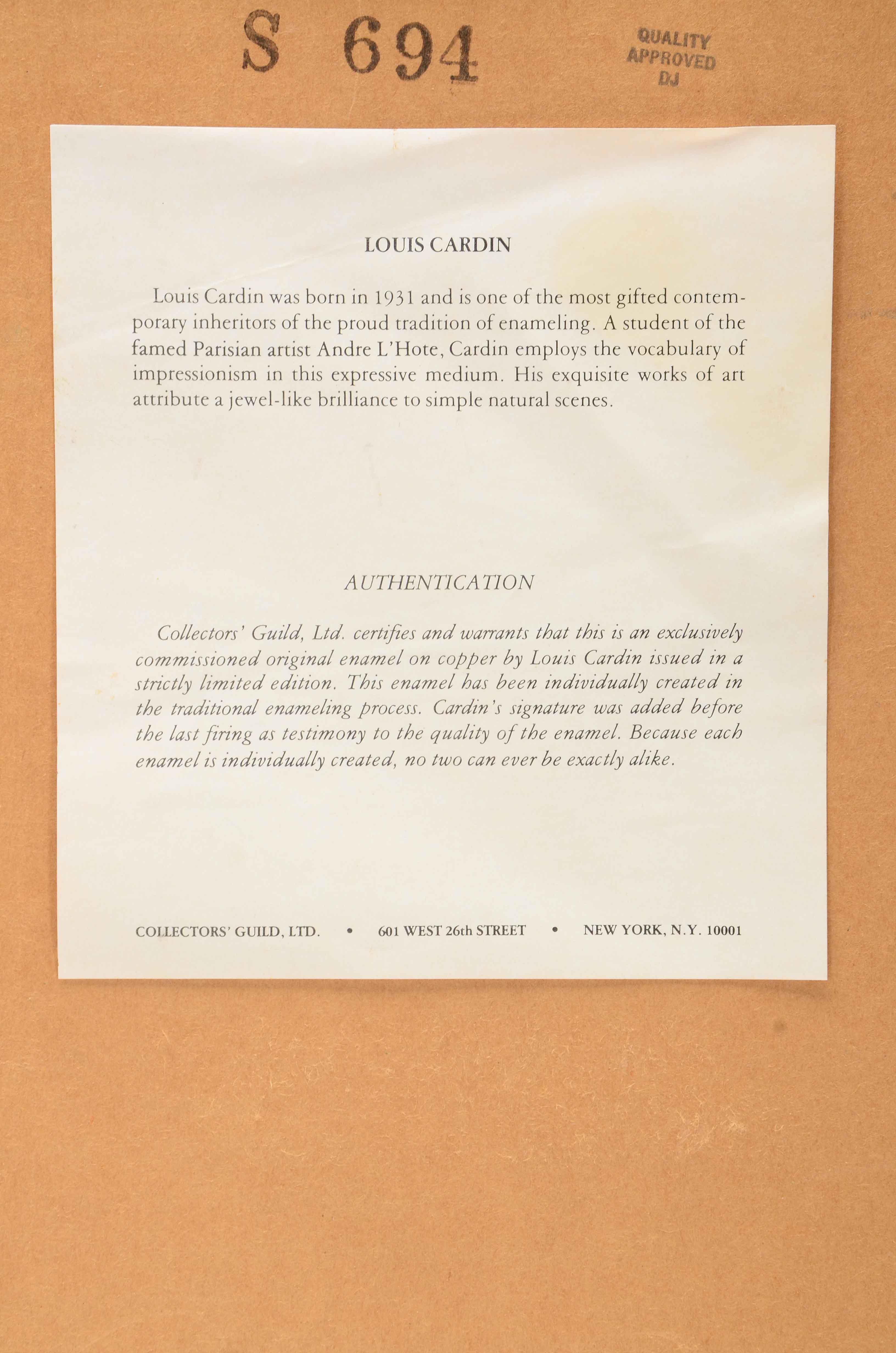 Louis Cardin Original Enamel Painting on Copper