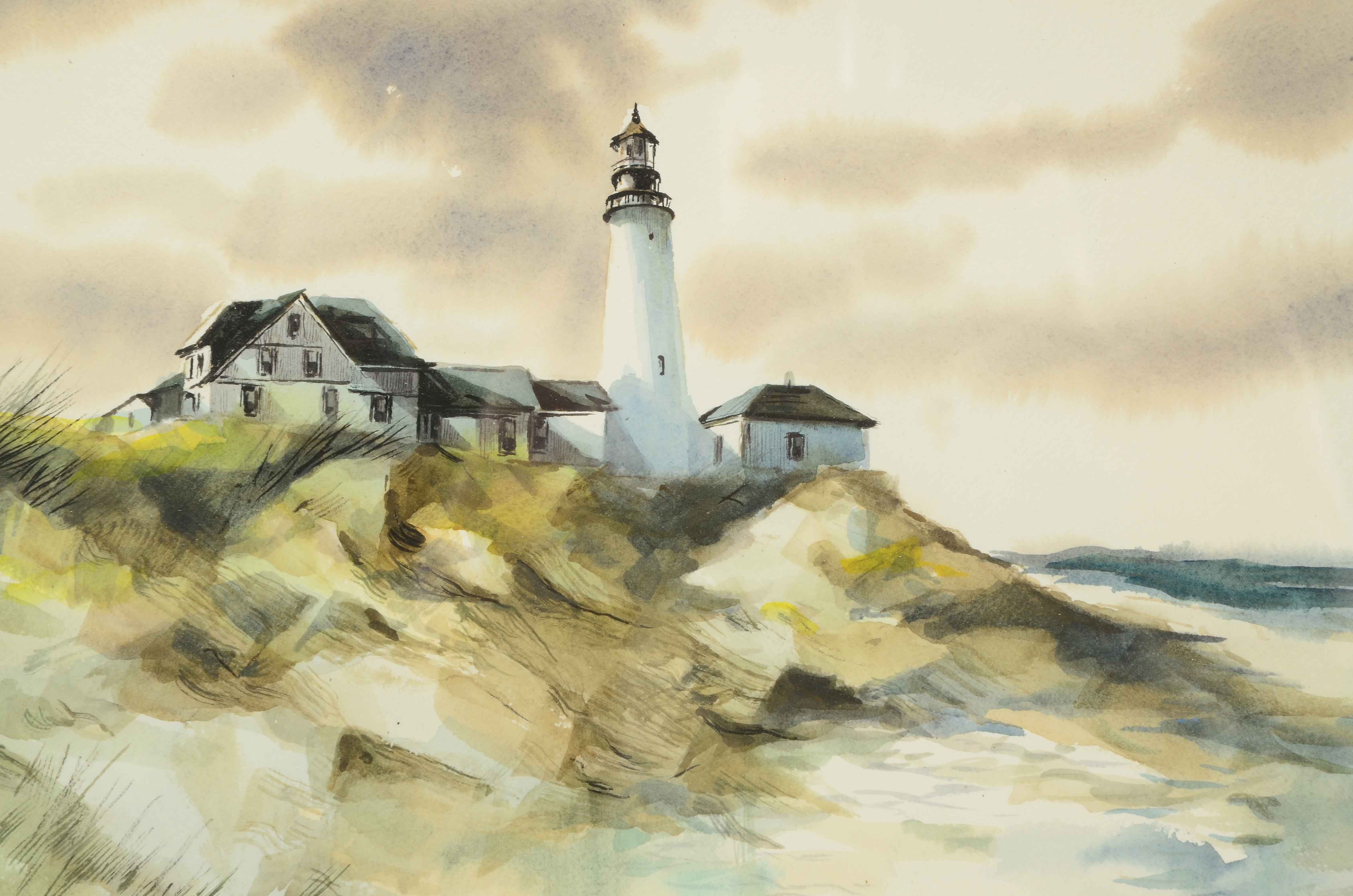 Robert Fabe Signed Original Watercolor Coastal Painting