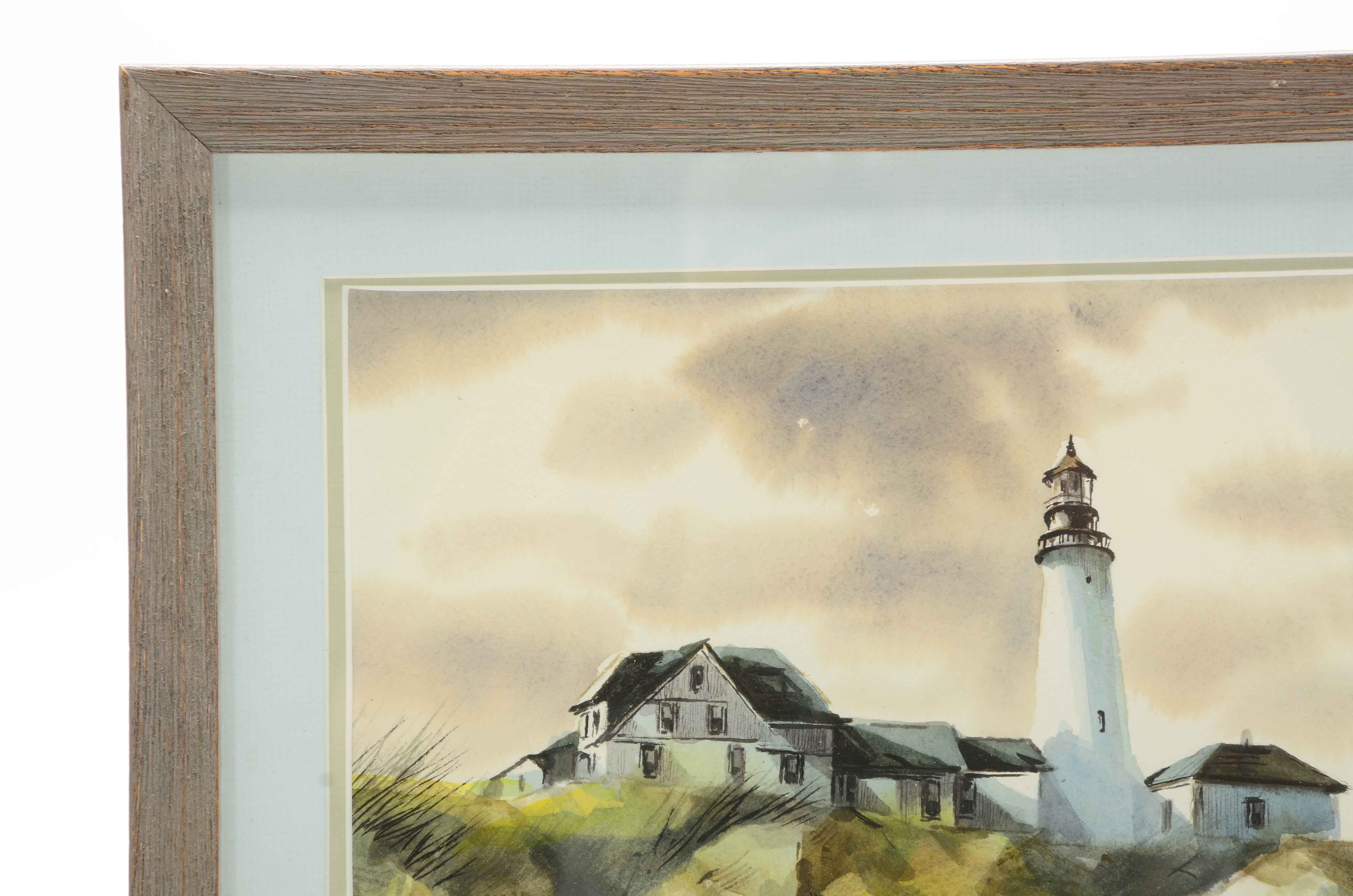 Robert Fabe Signed Original Watercolor Coastal Painting