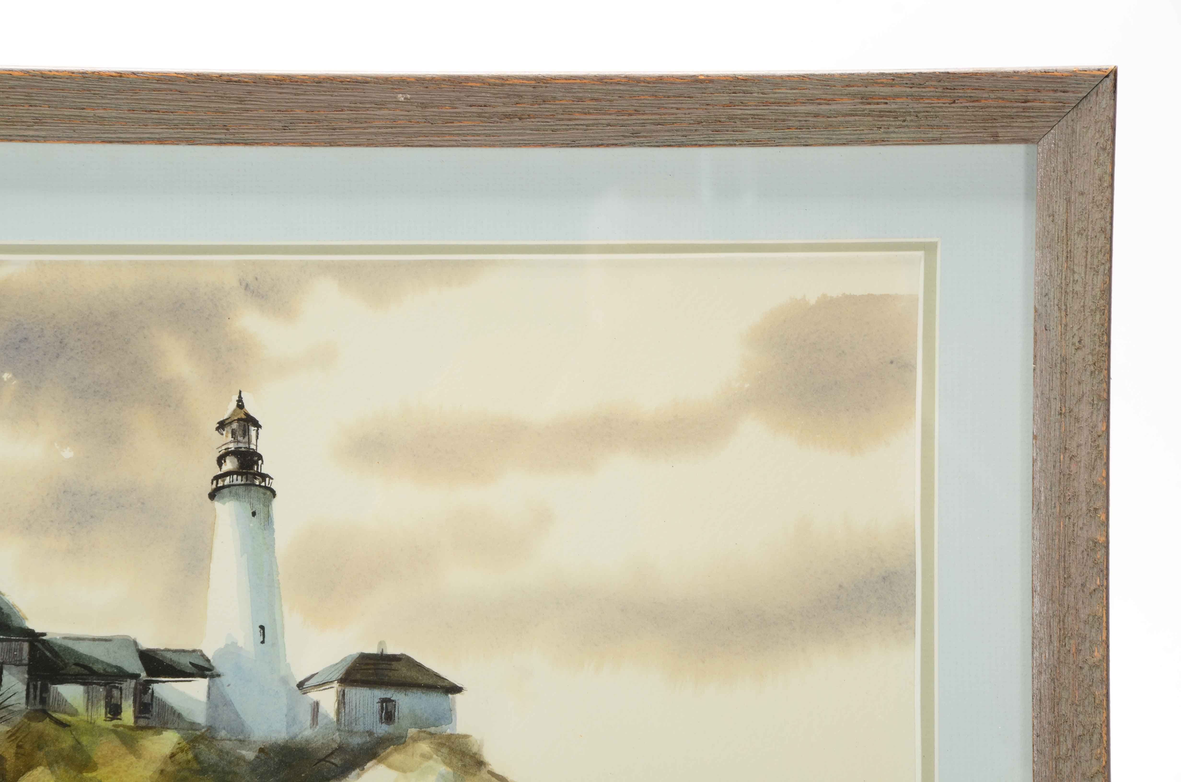 Robert Fabe Signed Original Watercolor Coastal Painting